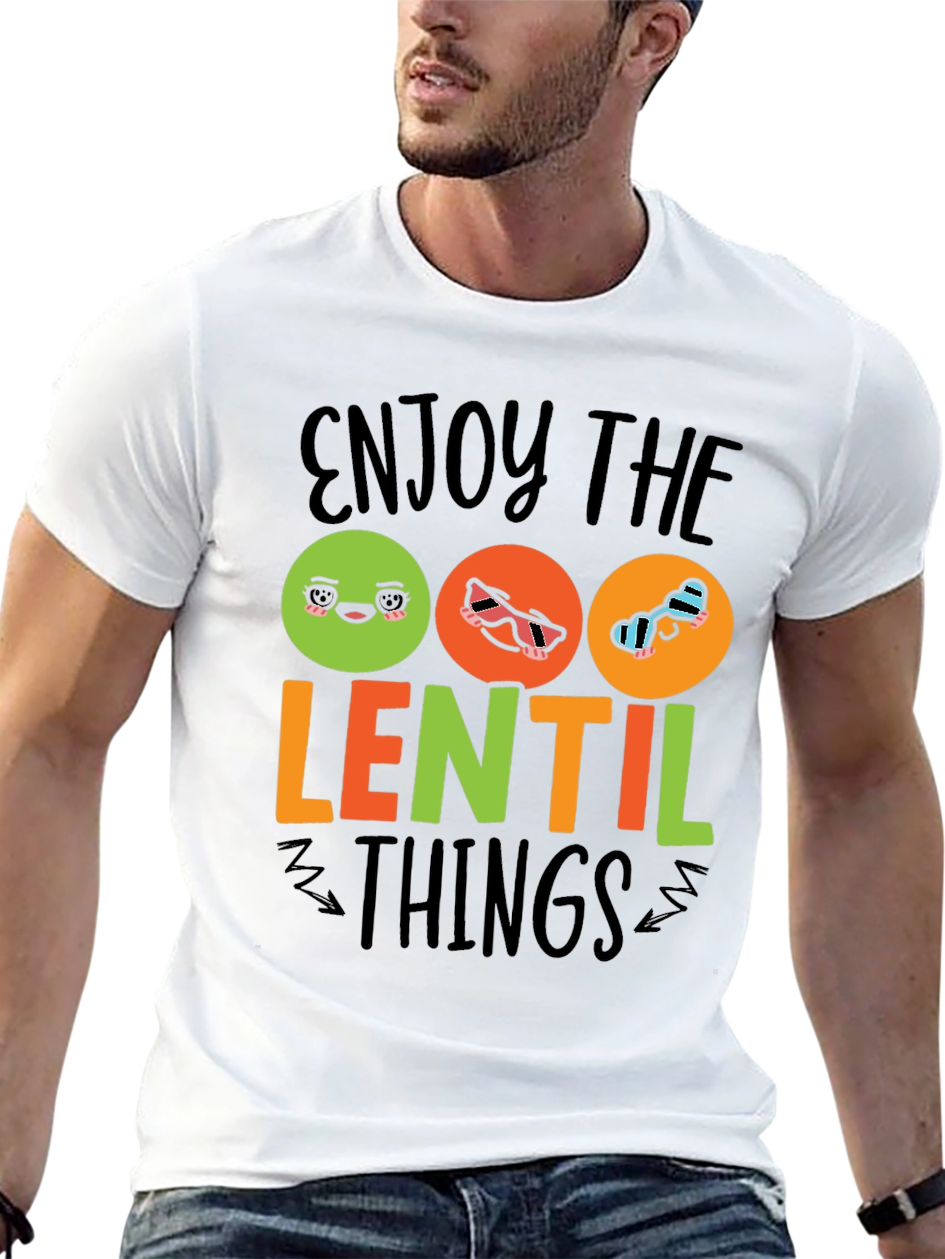 Enjoy the Lentil Things Black Graphic T-Shirt