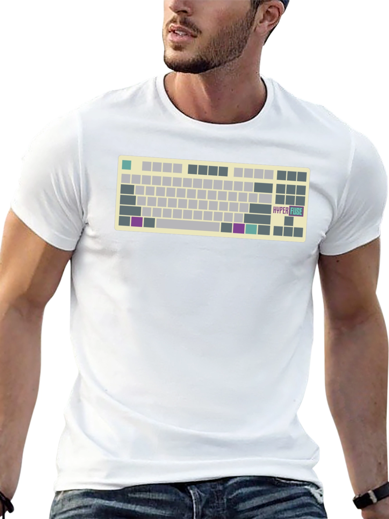 Hyper Fuse Keyboard T-Shirt - Black Novelty Design