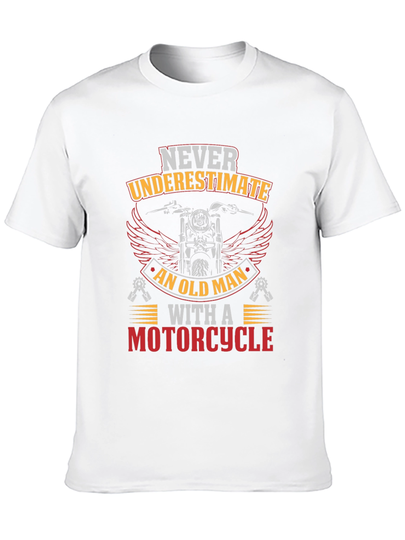Never Underestimate Old Man Motorcycle Graphic T-Shirt