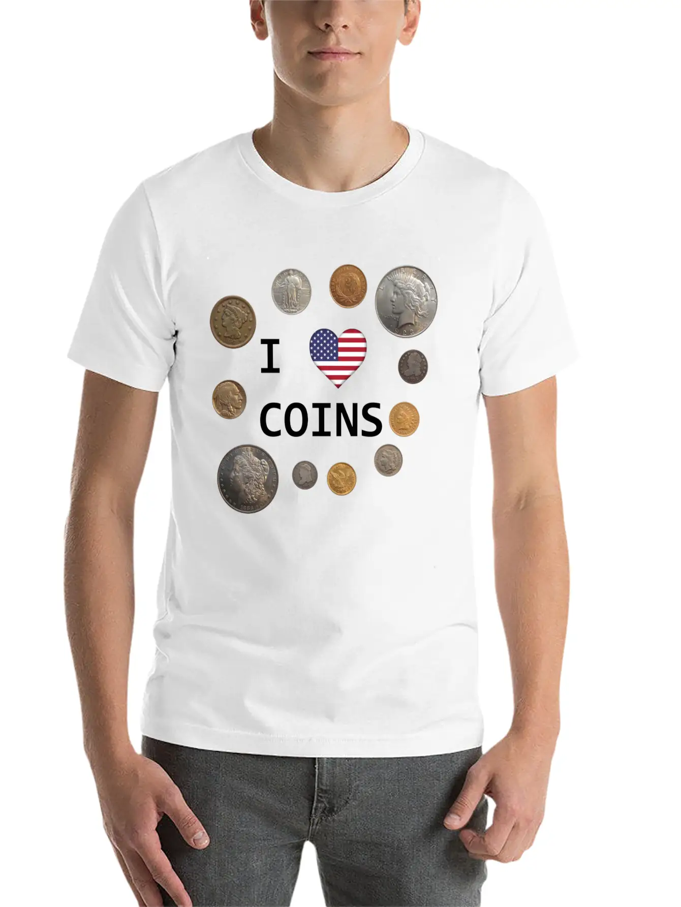 I Love Coins - US Flag Unisex Casual T-Shirt – Clean Design For Daily Comfort