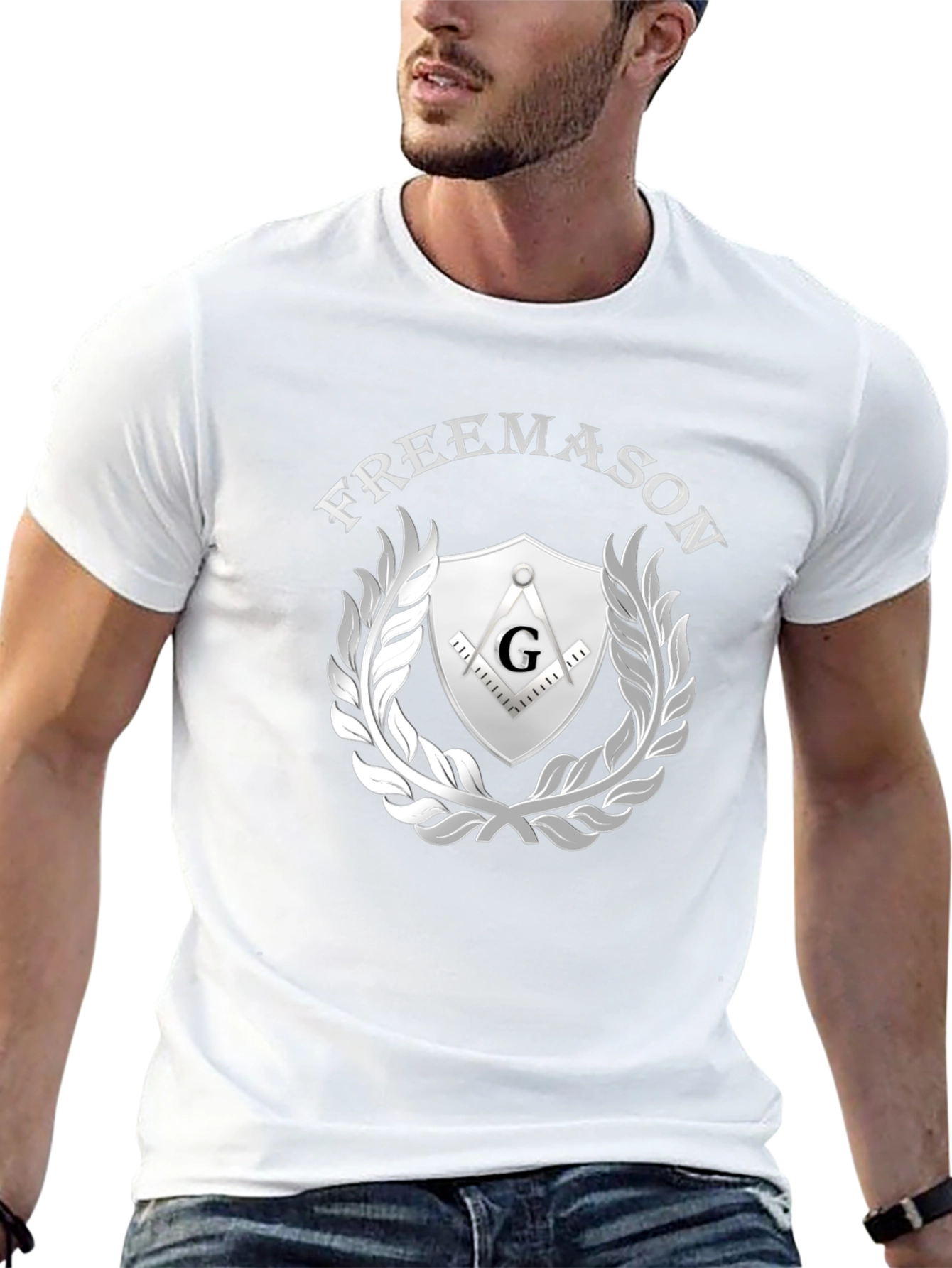 Freemason Symbol T-Shirt - Silver Emblem Design