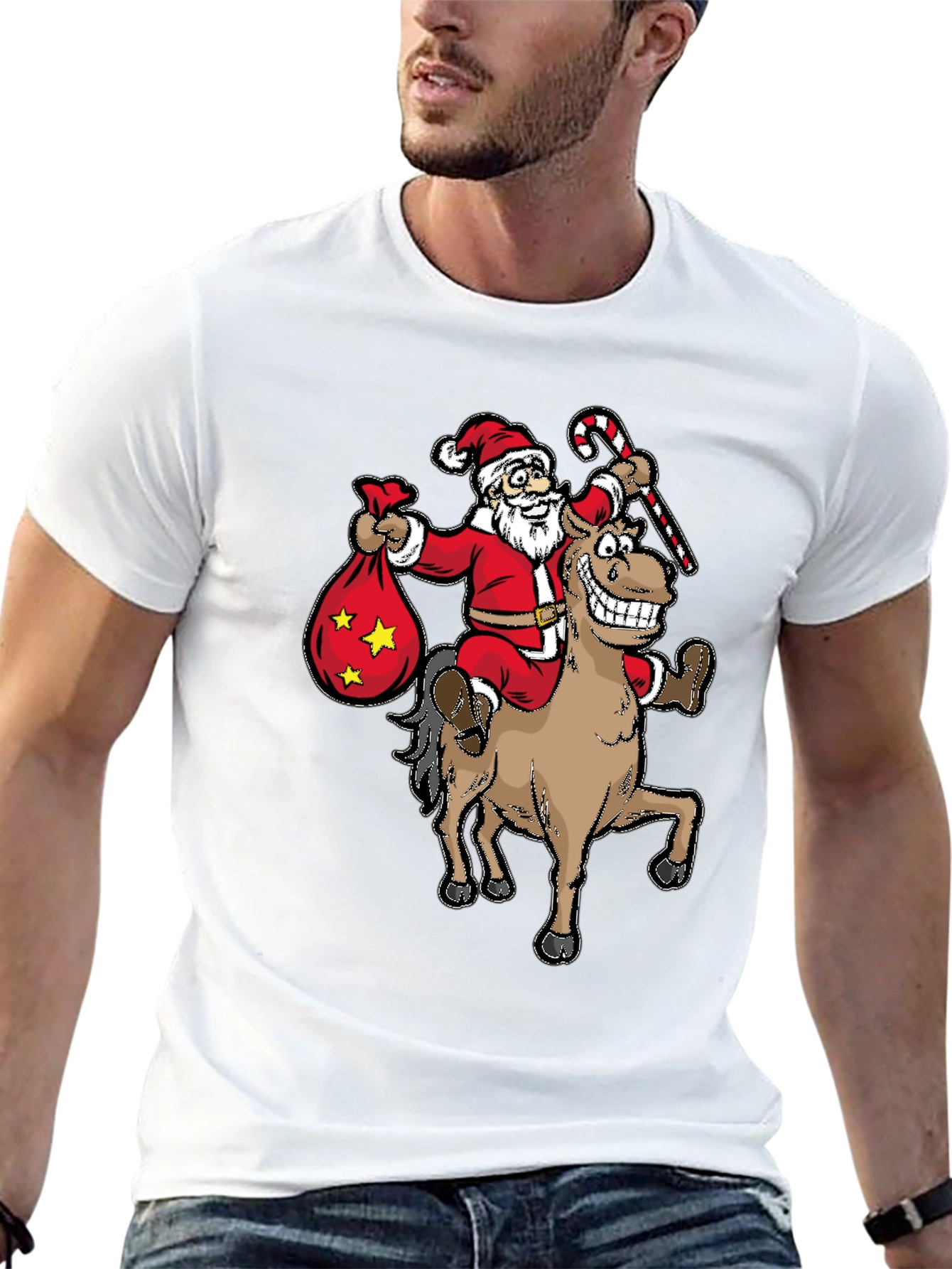 Santa Riding Horse T-Shirt - Funny Holiday Tee
