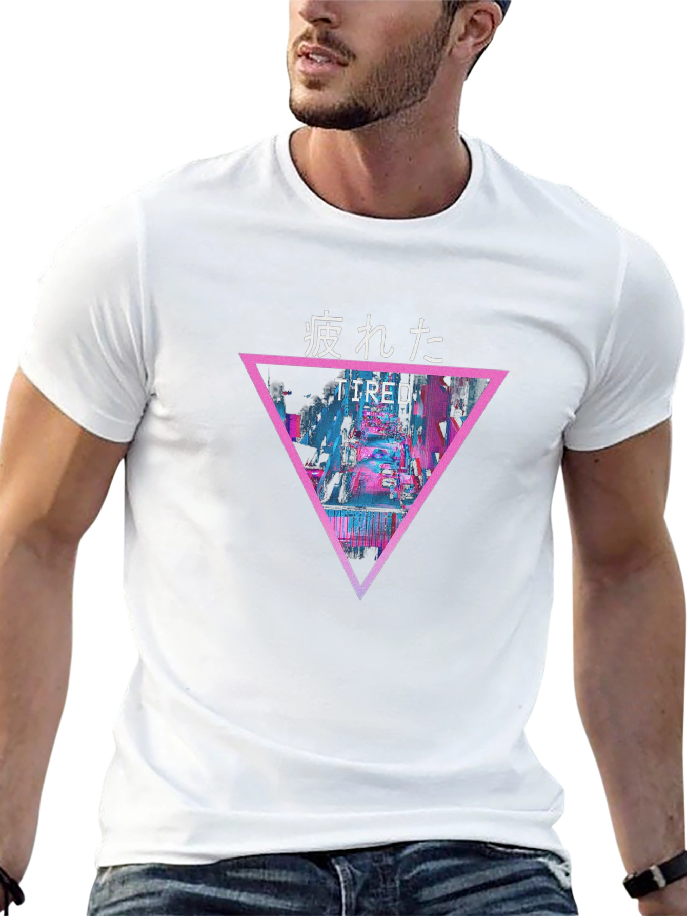 Tired Graphic Tee - Vaporwave Style
