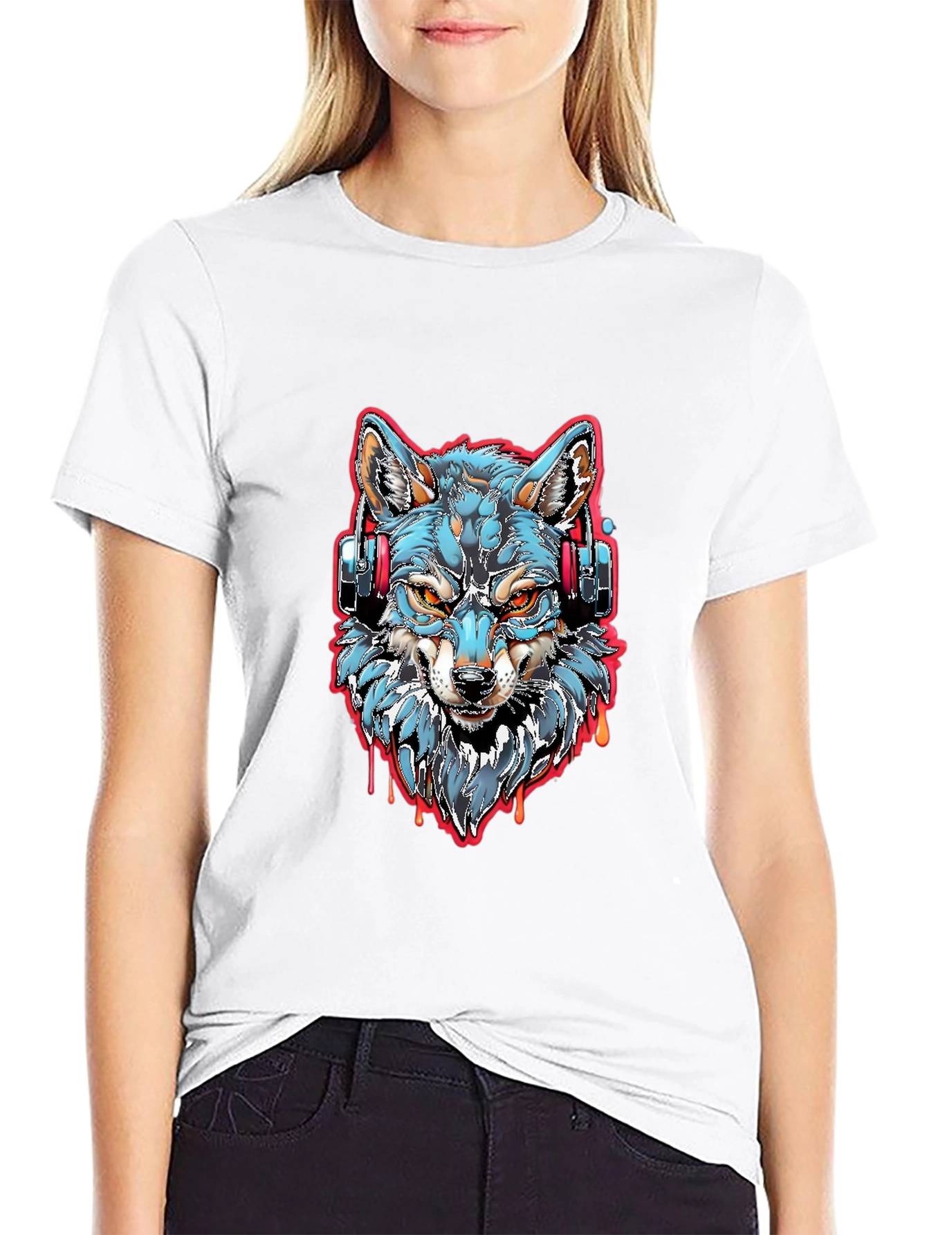 Wolf Headphones Graphic Tee - Cool Black Shirt