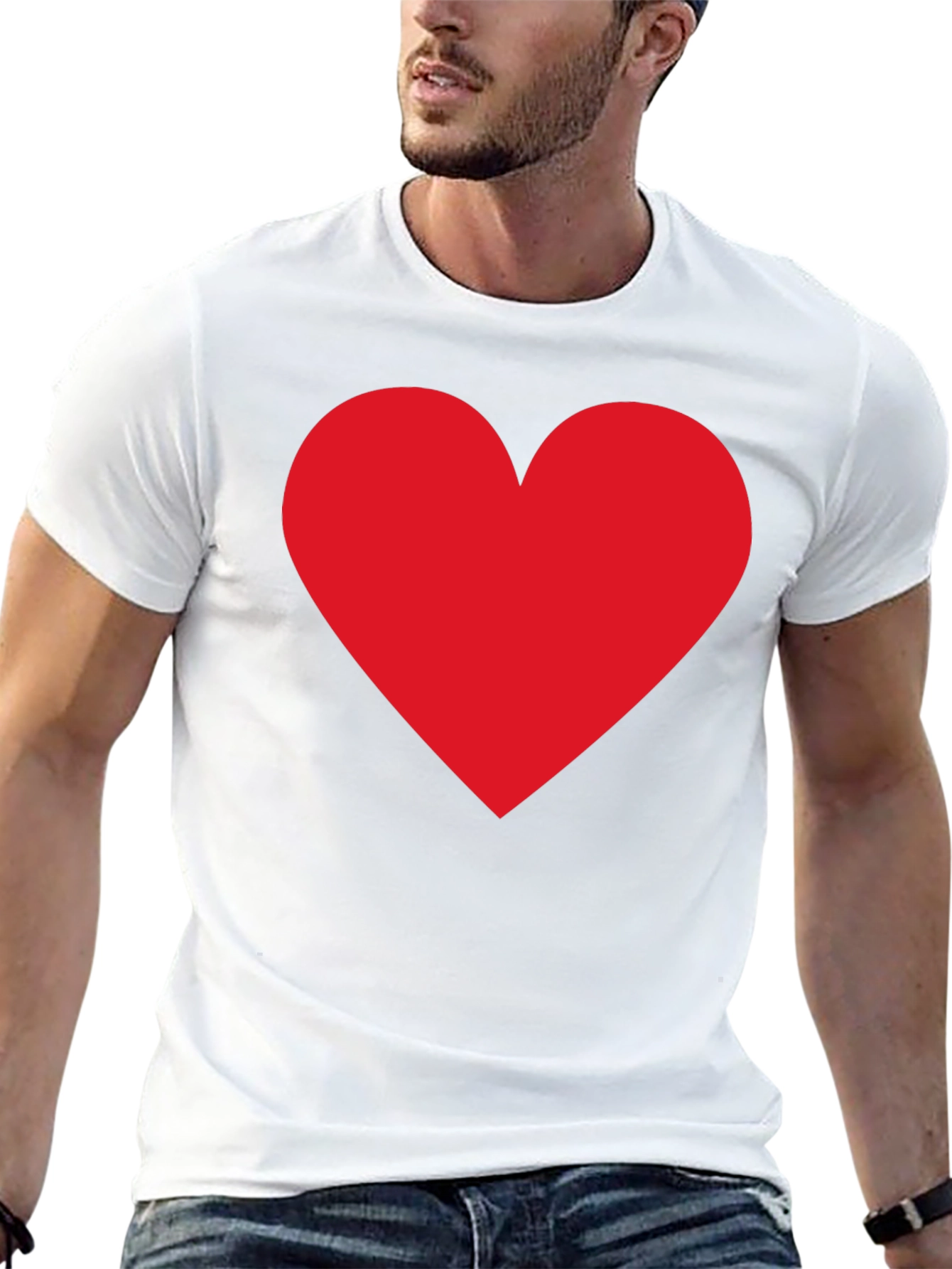 Heart Graphic Black T-Shirt Casual Cotton Tee
