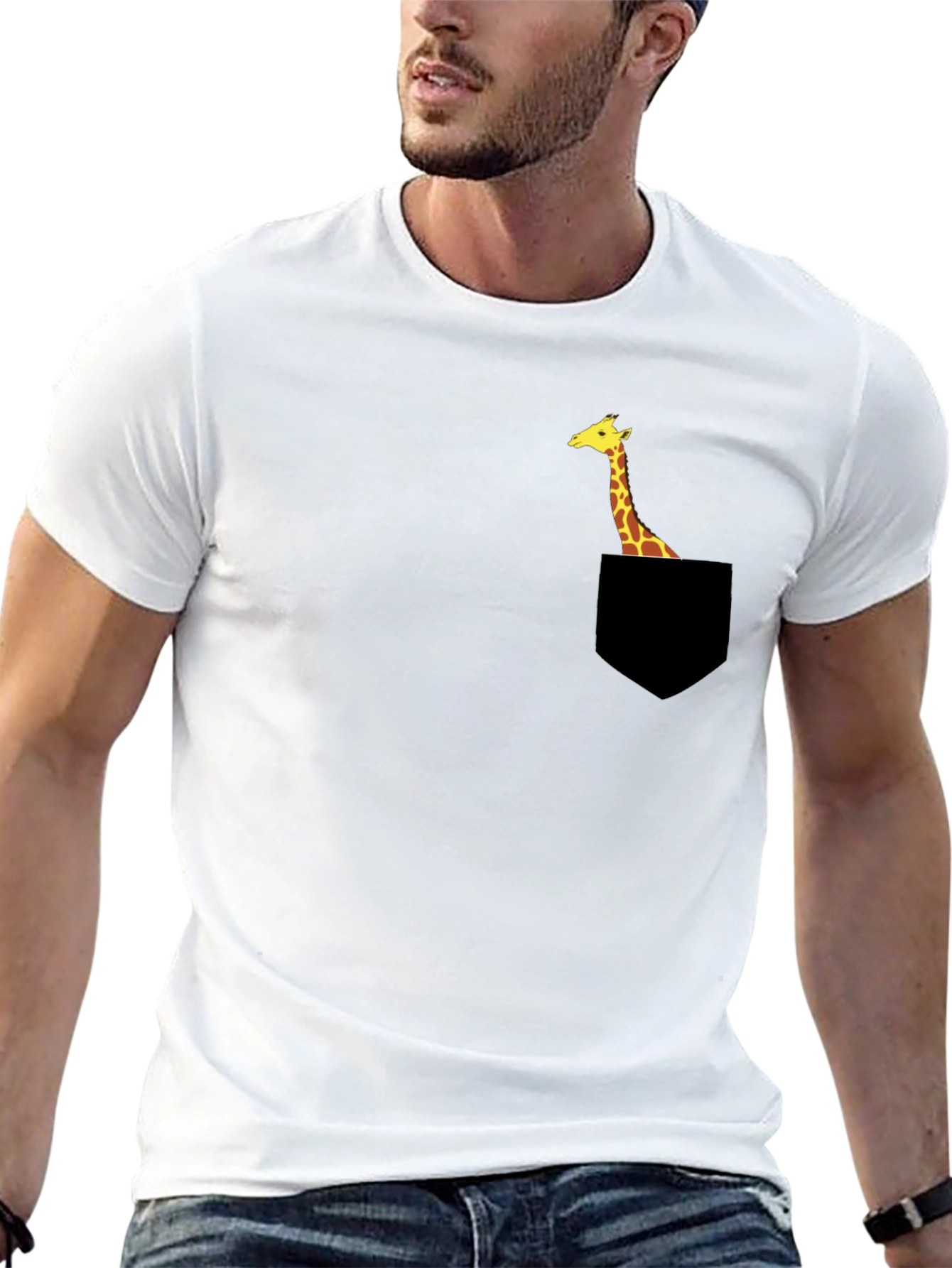 Giraffe Pocket T-Shirt - Unique Animal Tee