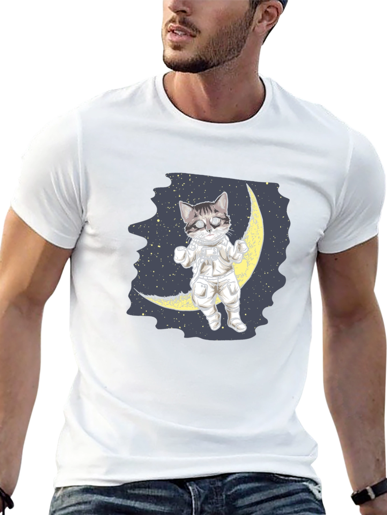 Astronaut Cat on Moon T-Shirt