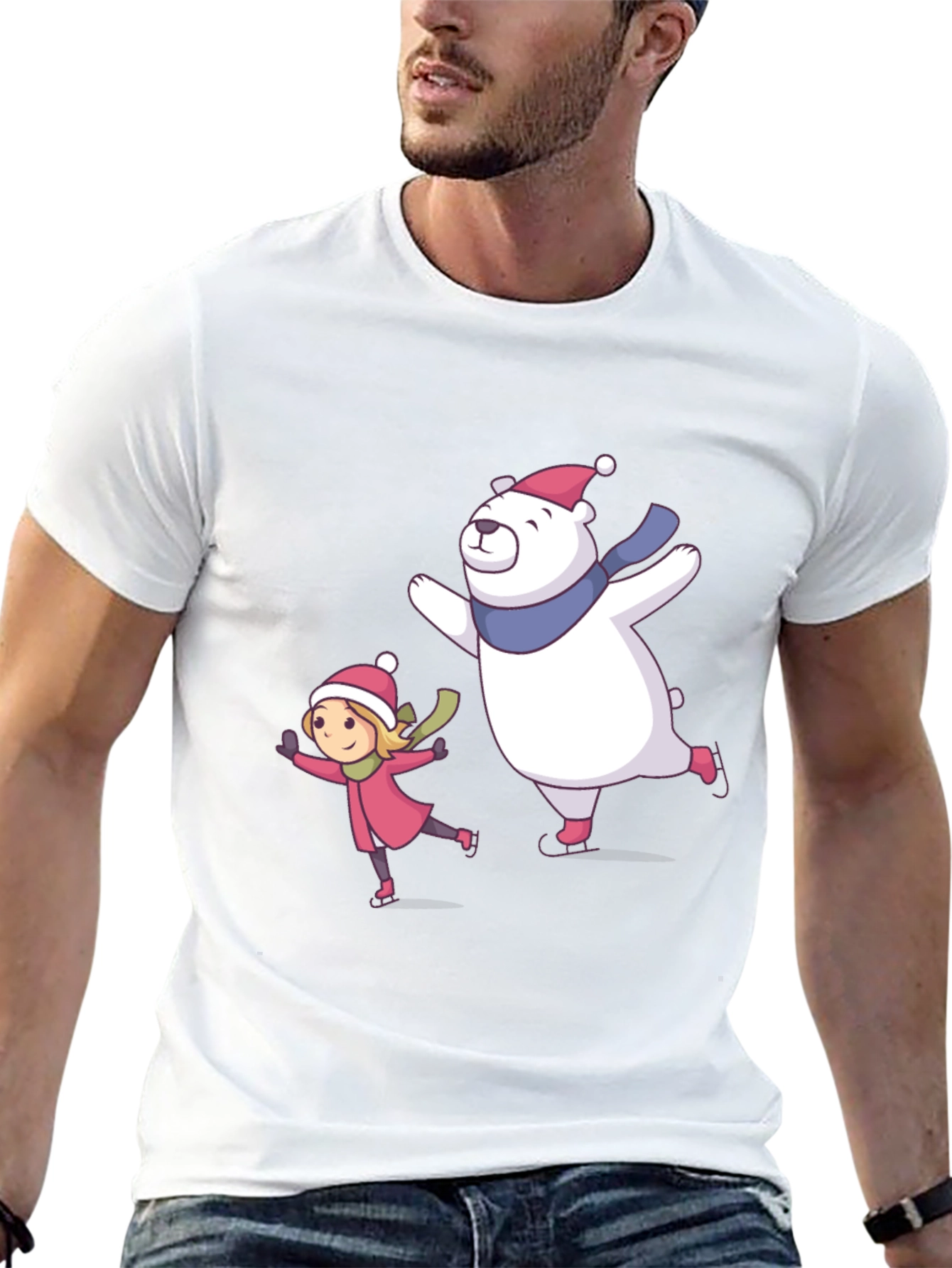Winter Fun T-Shirt: Bear and Girl Ice Skating