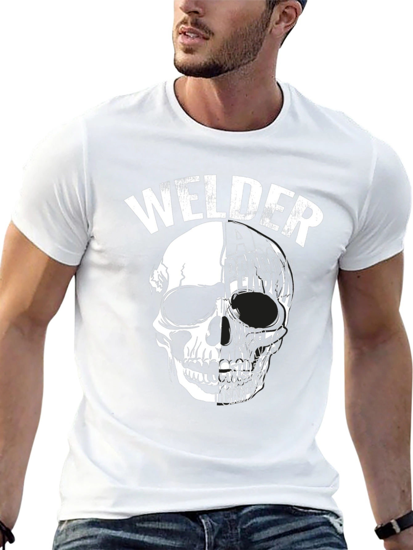 Welder Skull Graphic Tee - Black Cotton T-Shirt