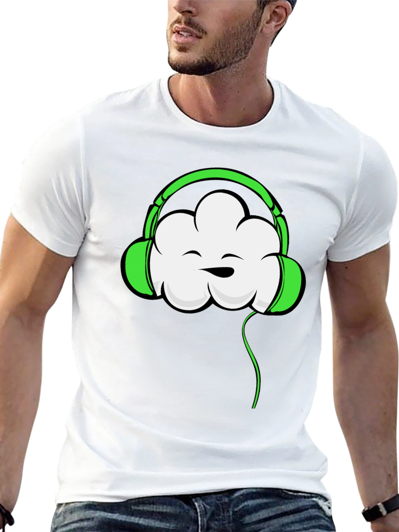 Funky Cloud Headphones Graphic T-Shirt