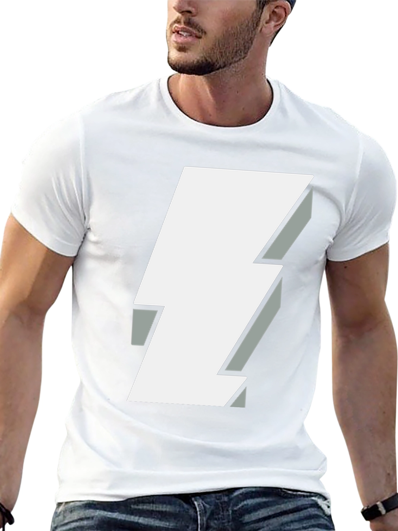 Bold Lightning Bolt Graphic Tee - Black Cotton T-Shirt