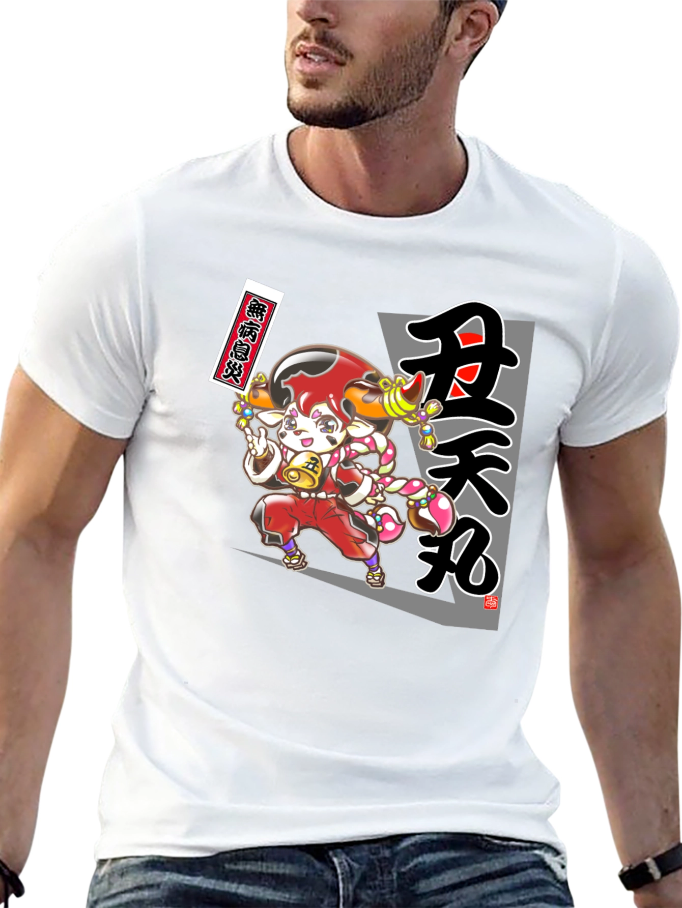 Anime Character Graphic T-Shirt - Black