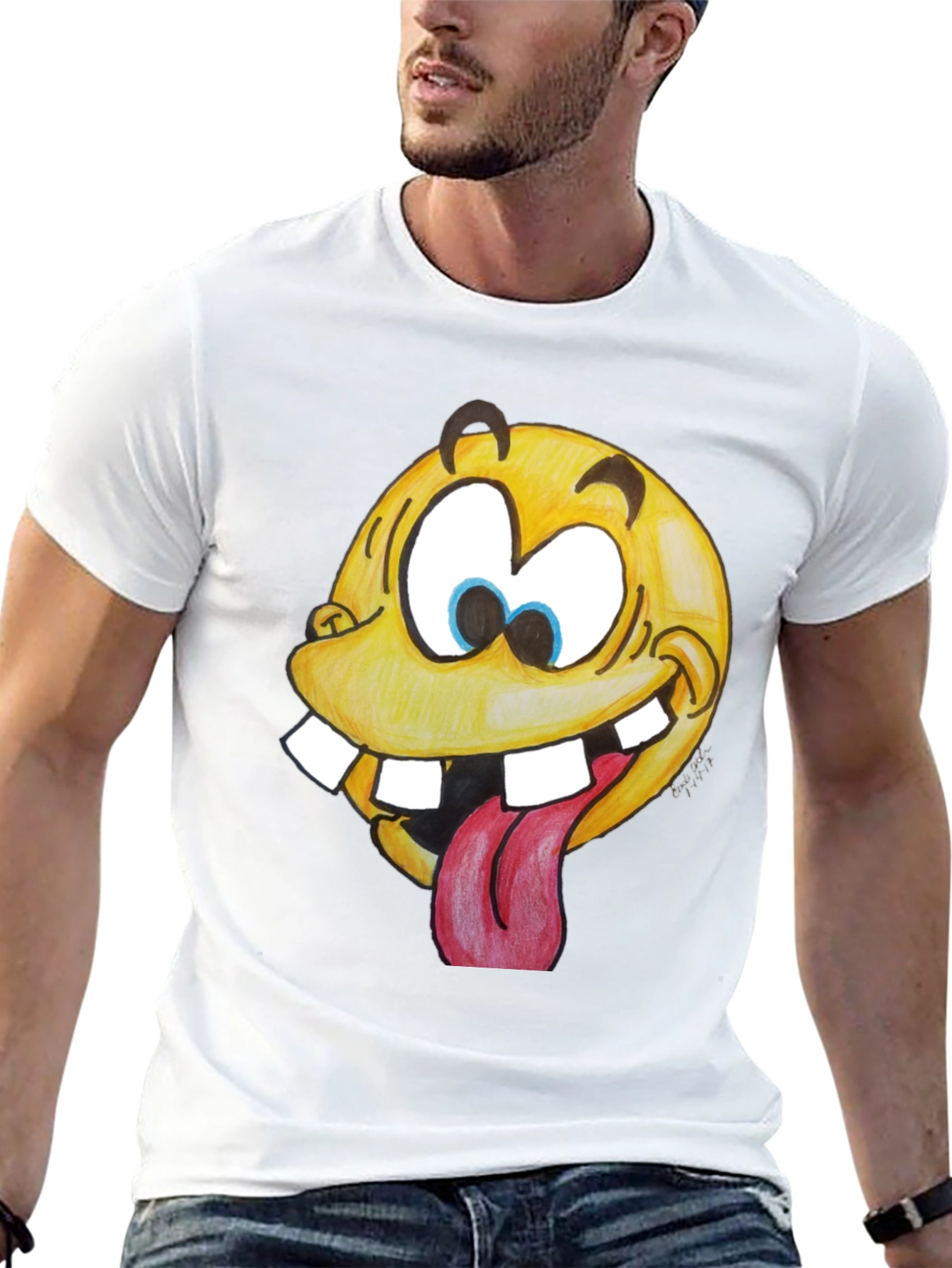 Funny Goofy Face Graphic T-Shirt - Black