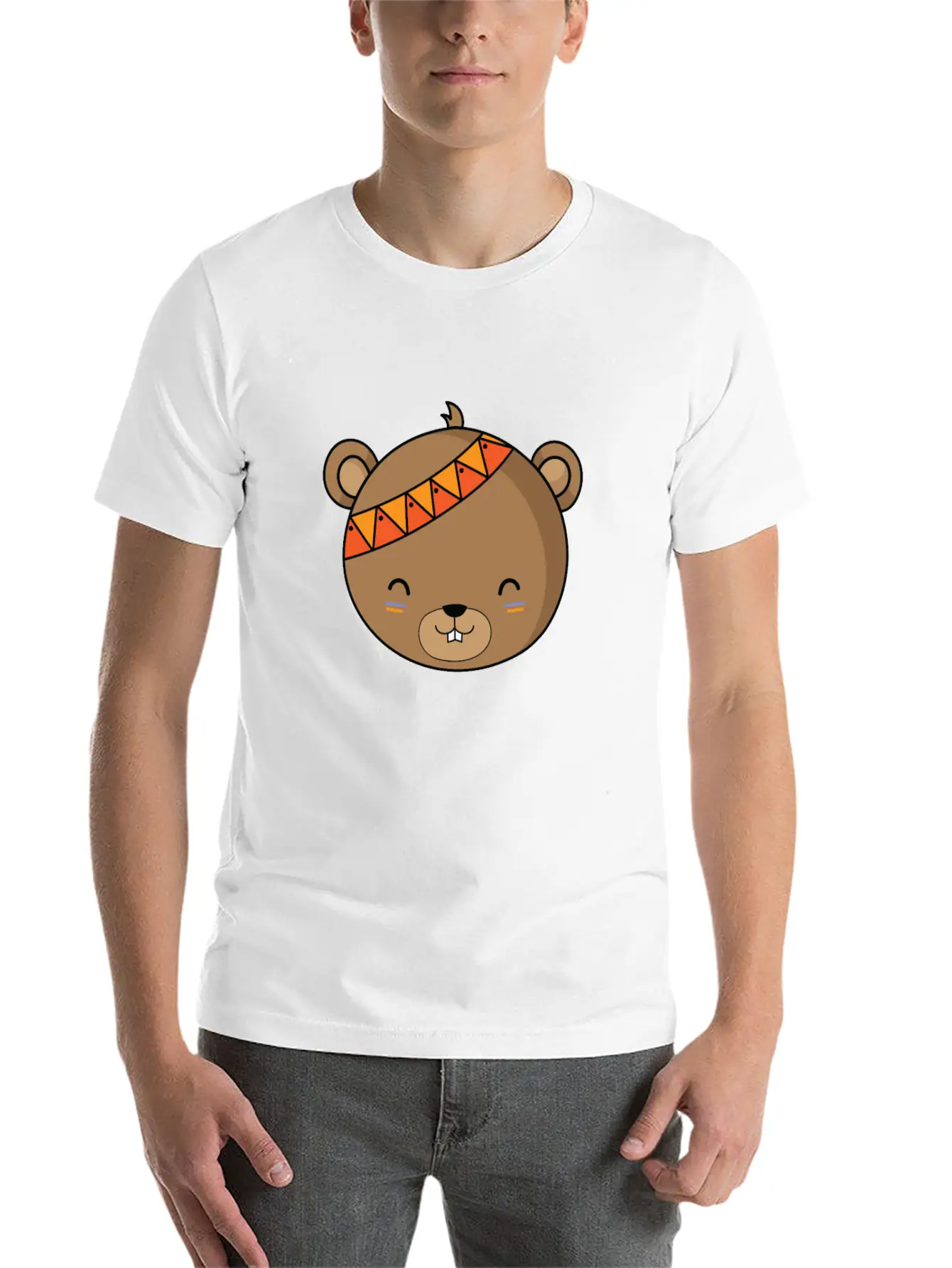 Indian Bear With Headband Unisex Casual T-Shirt – Clean Design For Daily Comfort