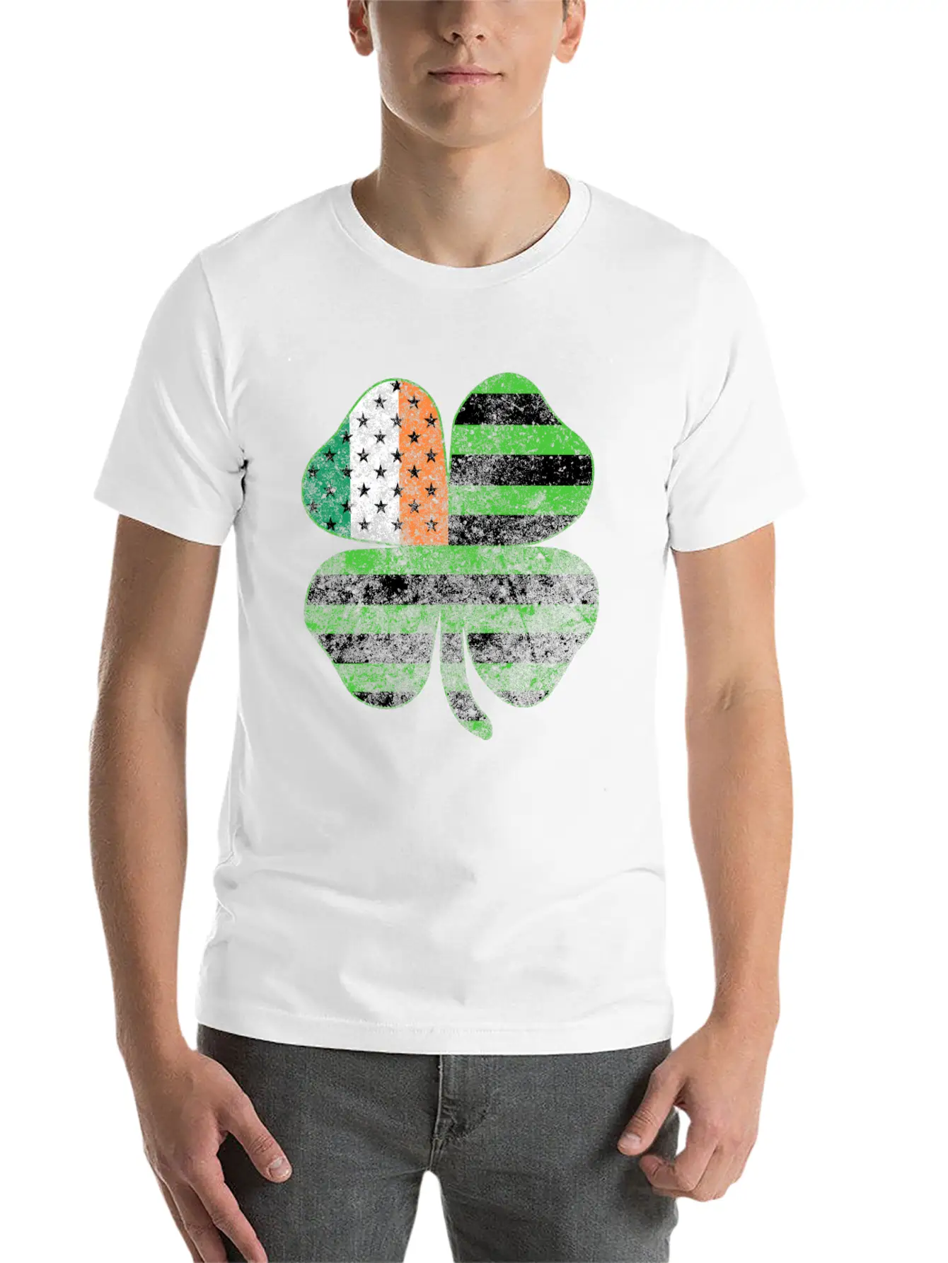 Irish American Flag Shamrock Clover St Patrick's Unisex Casual T-Shirt – Clean Design For Daily Comfort