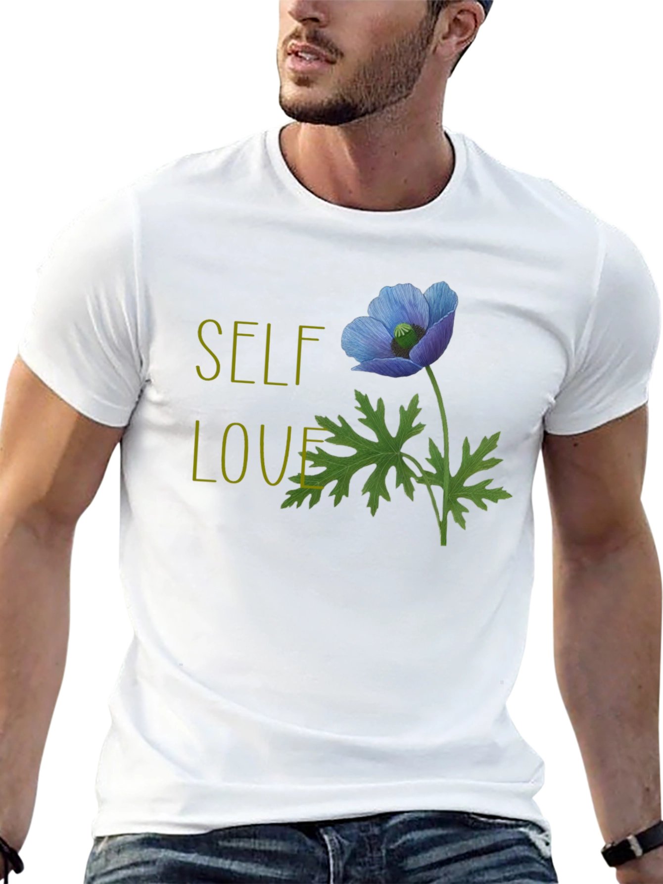 Self-Love Flower Graphic T-Shirt - Black