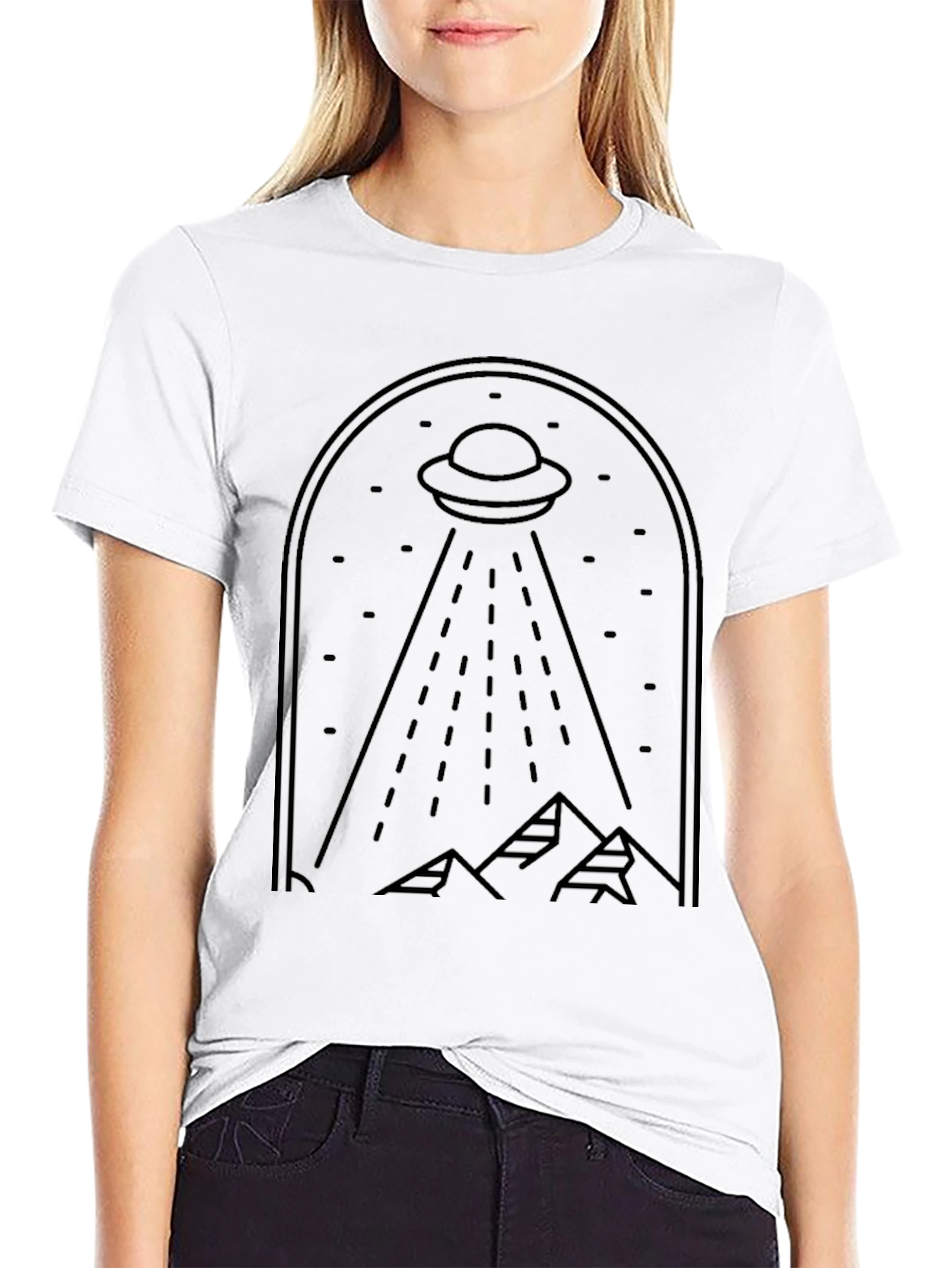 UFO Abduction Graphic T-Shirt - Black