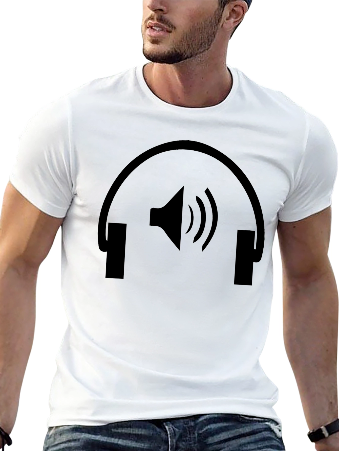 Black Headphone & Speaker Graphic Tee