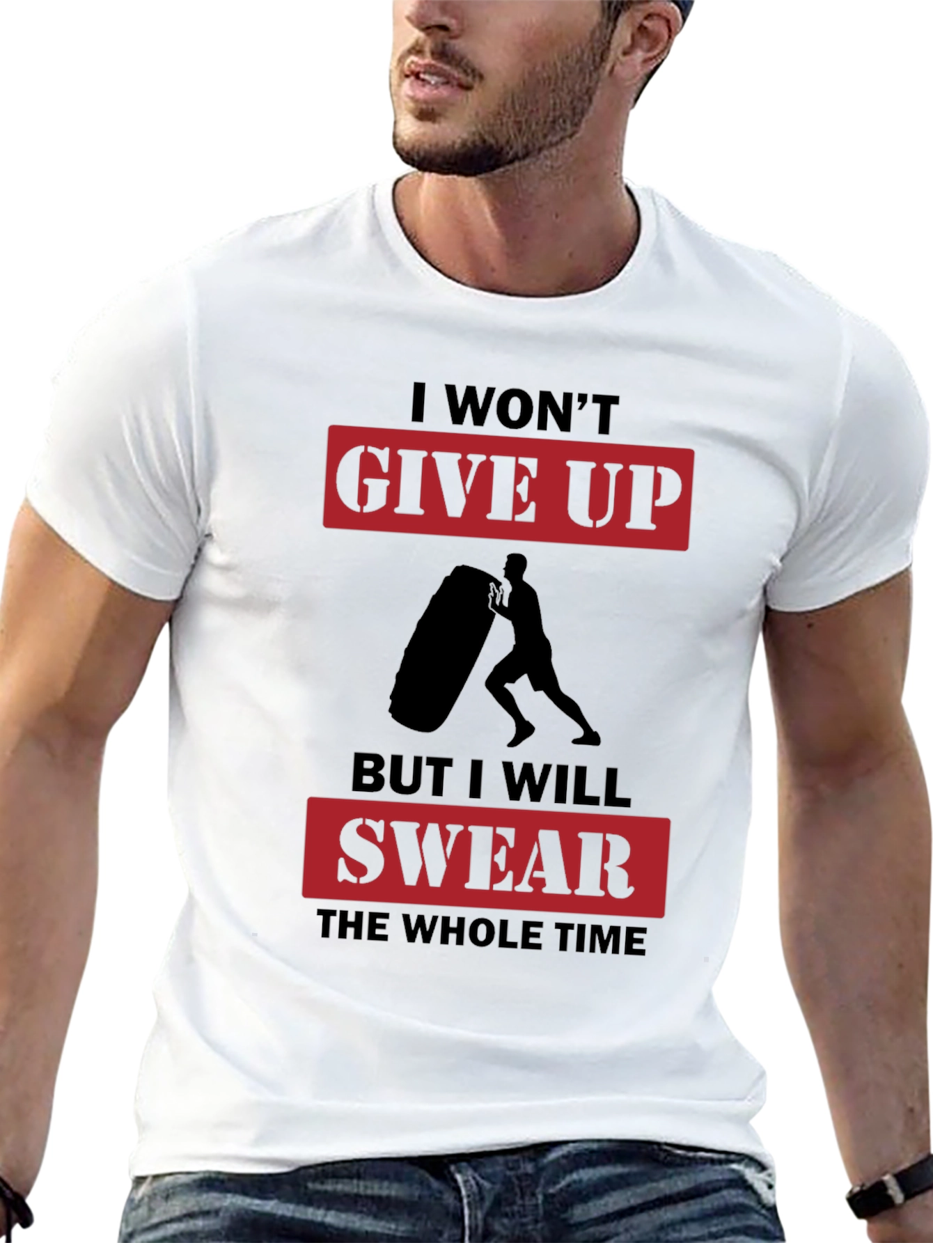 I Wont Give Up Mens Black Graphic T-Shirt