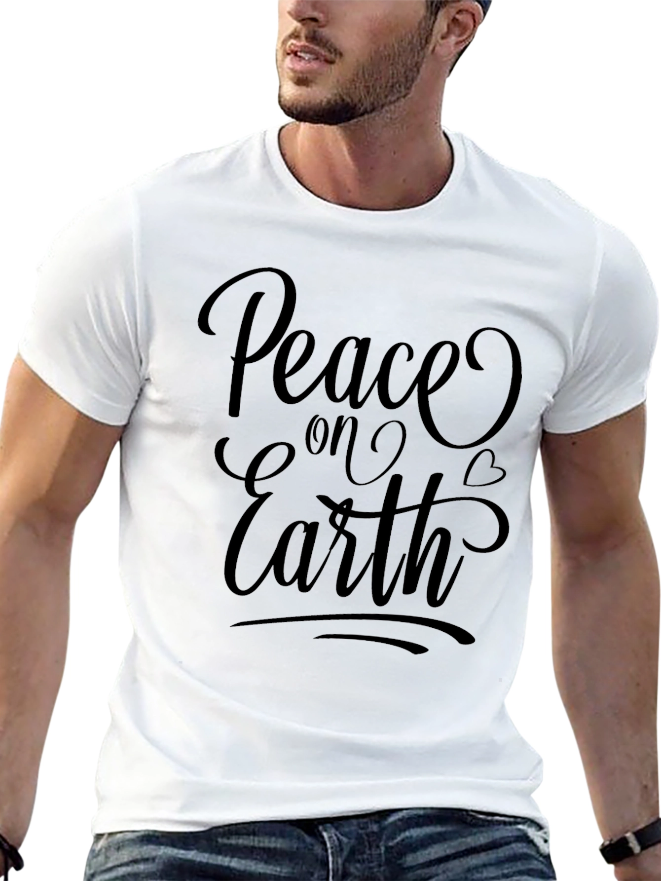 Peace On Earth Graphic Tee - Black Casual Shirt