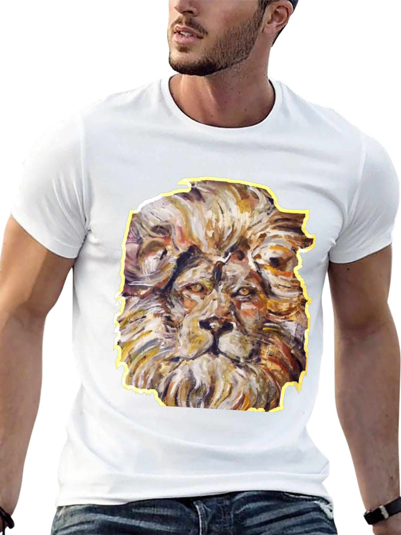 Lion Graphic Tee - Artistic Animal Print Shirt