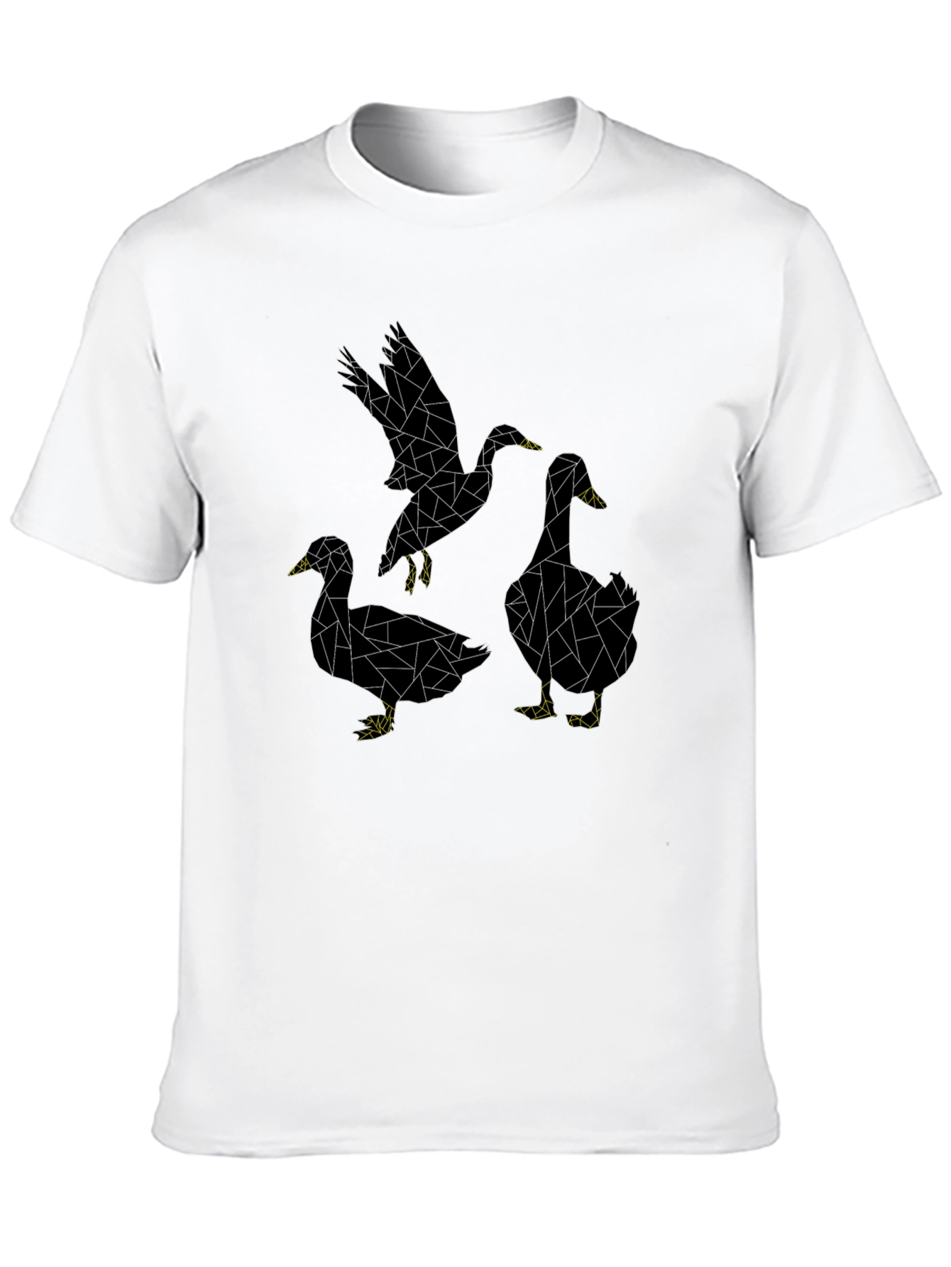 Abstract Geometric Duck Graphic Tee - Black