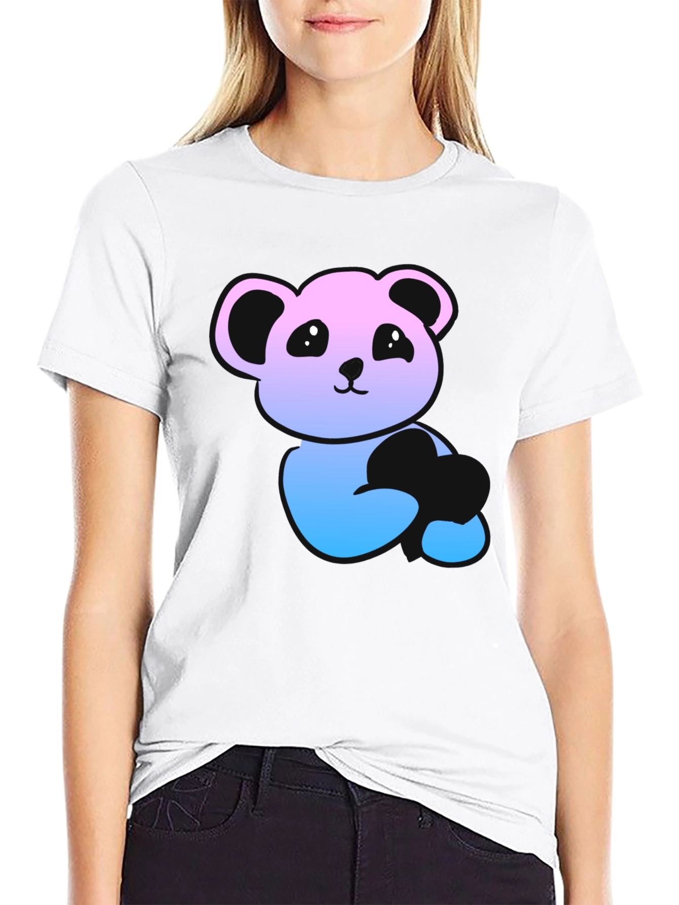 Panda Gradient Graphic T-Shirt - Mens Black Tee