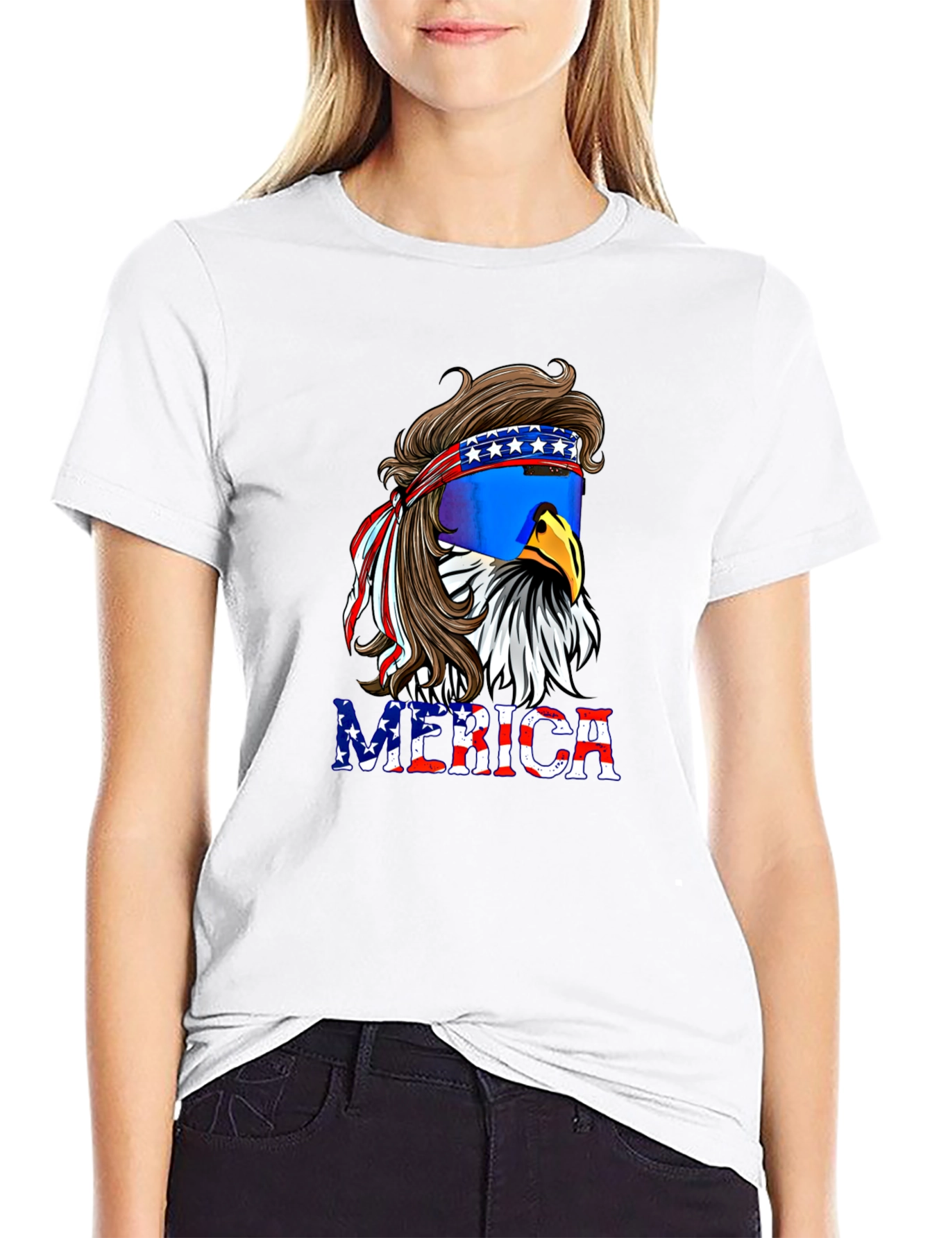 American Eagle Mullet T-Shirt - Patriotic Merica Tee