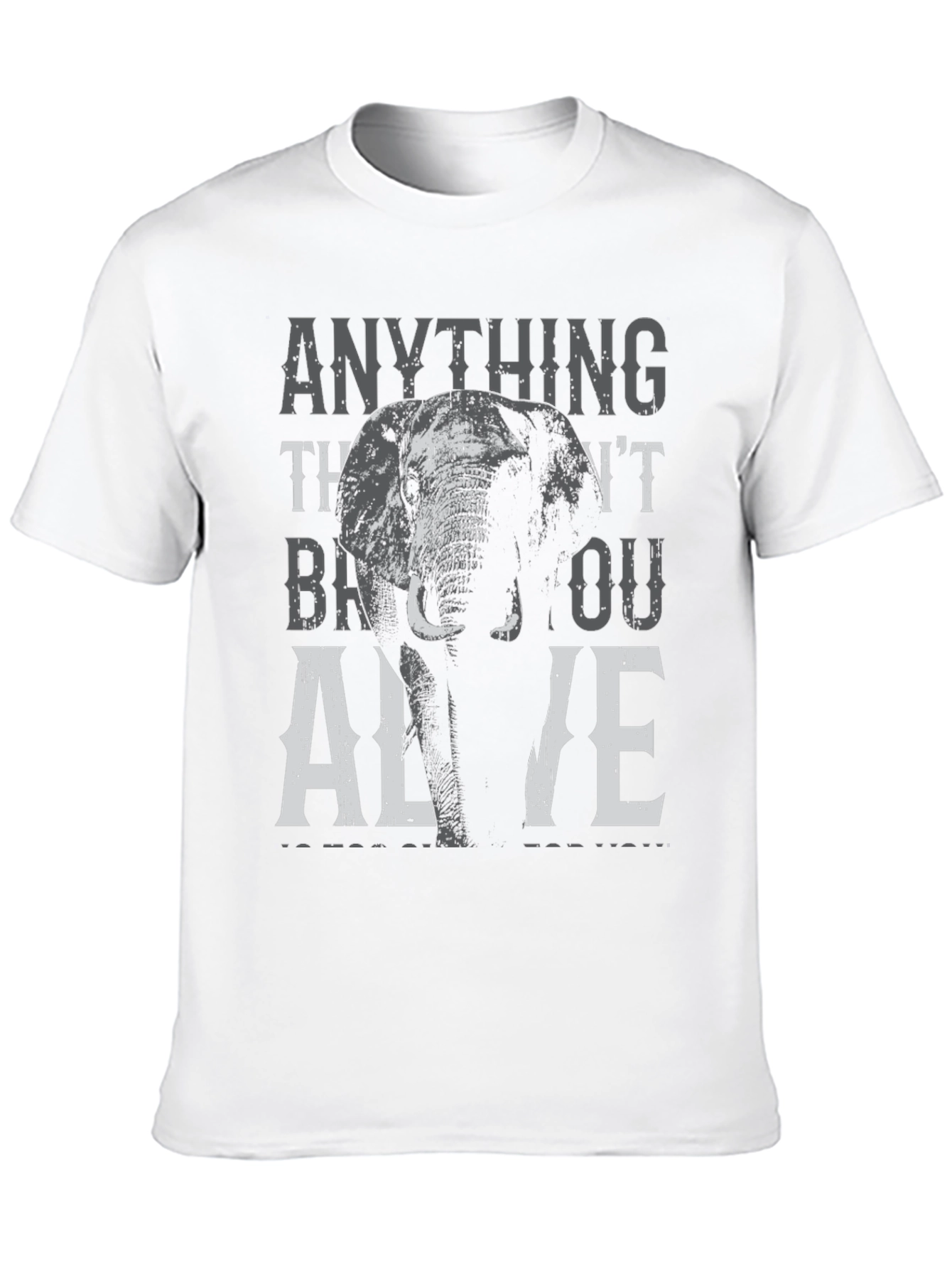 Elephant Graphic Print T-Shirt - Stay Alive