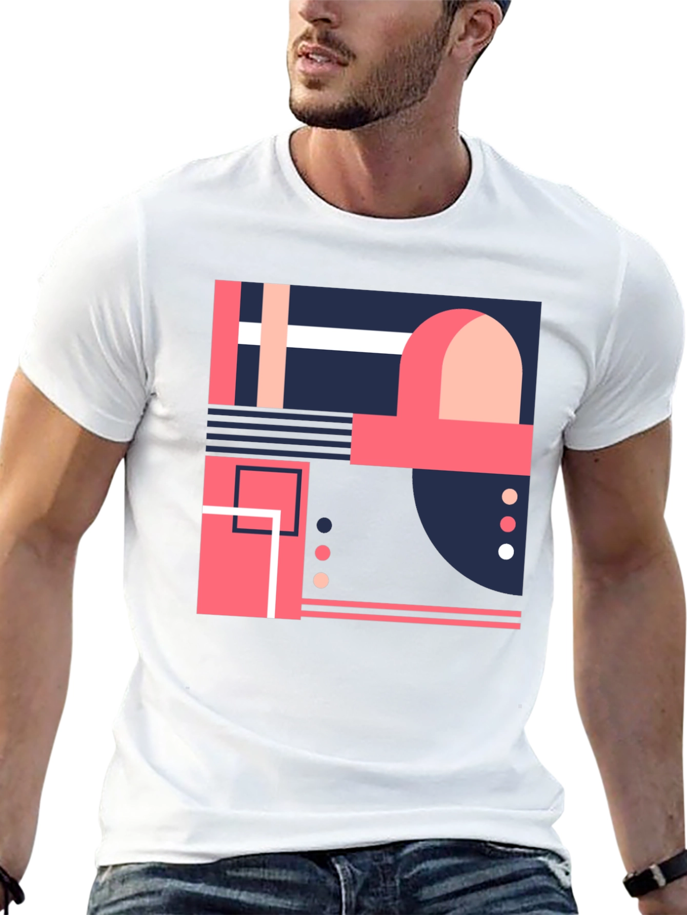 Abstract Geometric Design Black T-Shirt