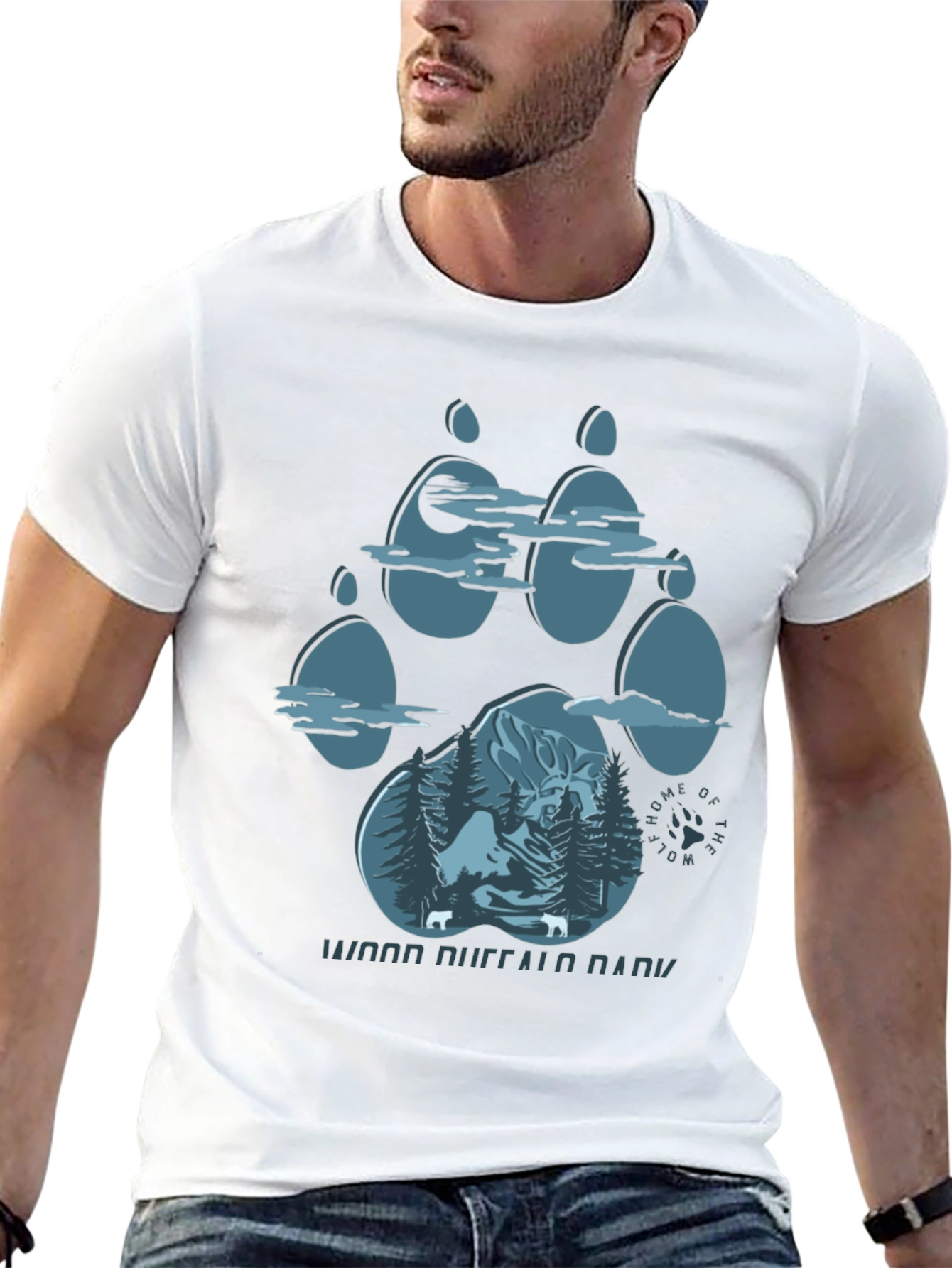 Wood Buffalo National Park Wolf Paw Print Graphic T-Shirt