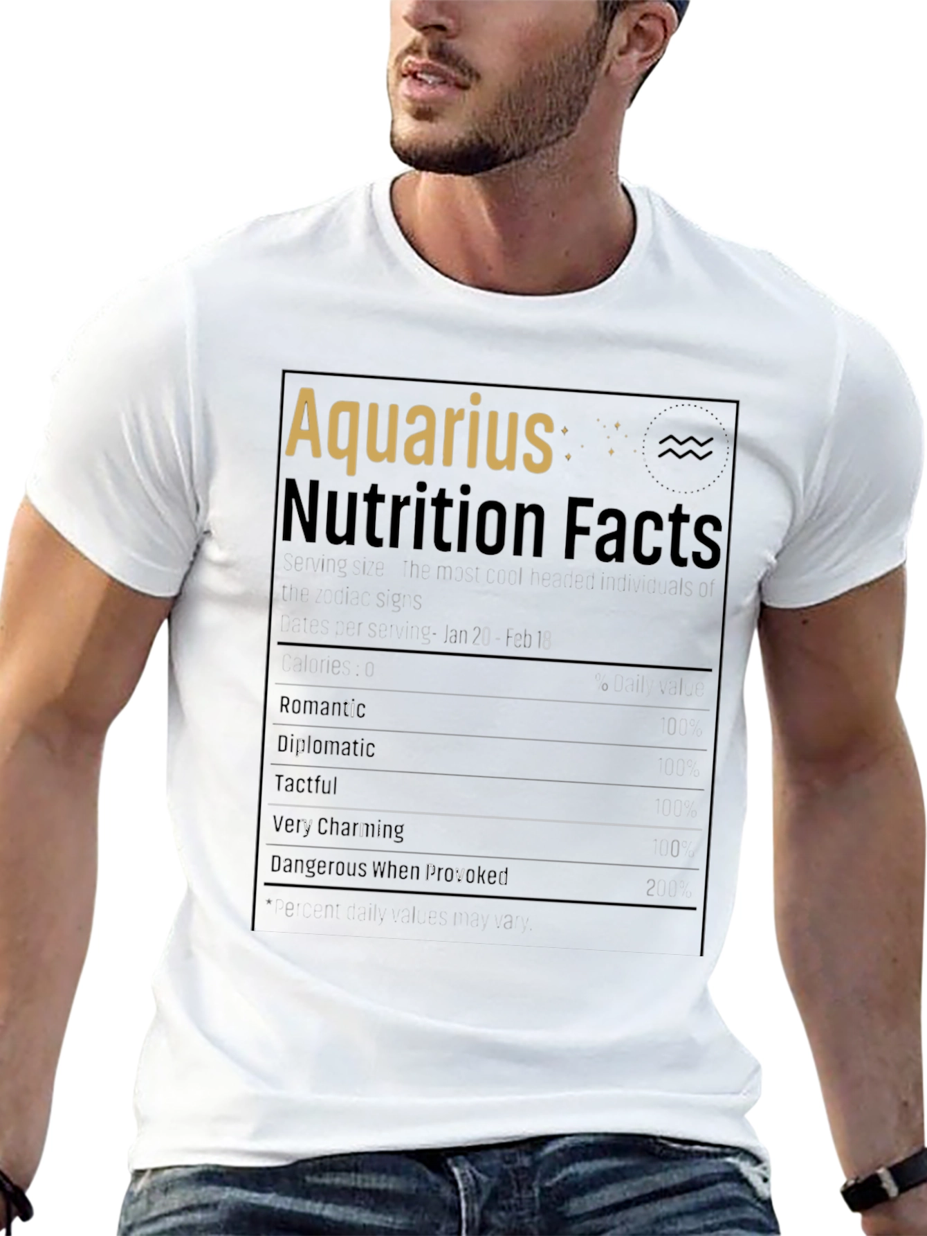 Aquarius Zodiac Nutrition Facts Black T-Shirt