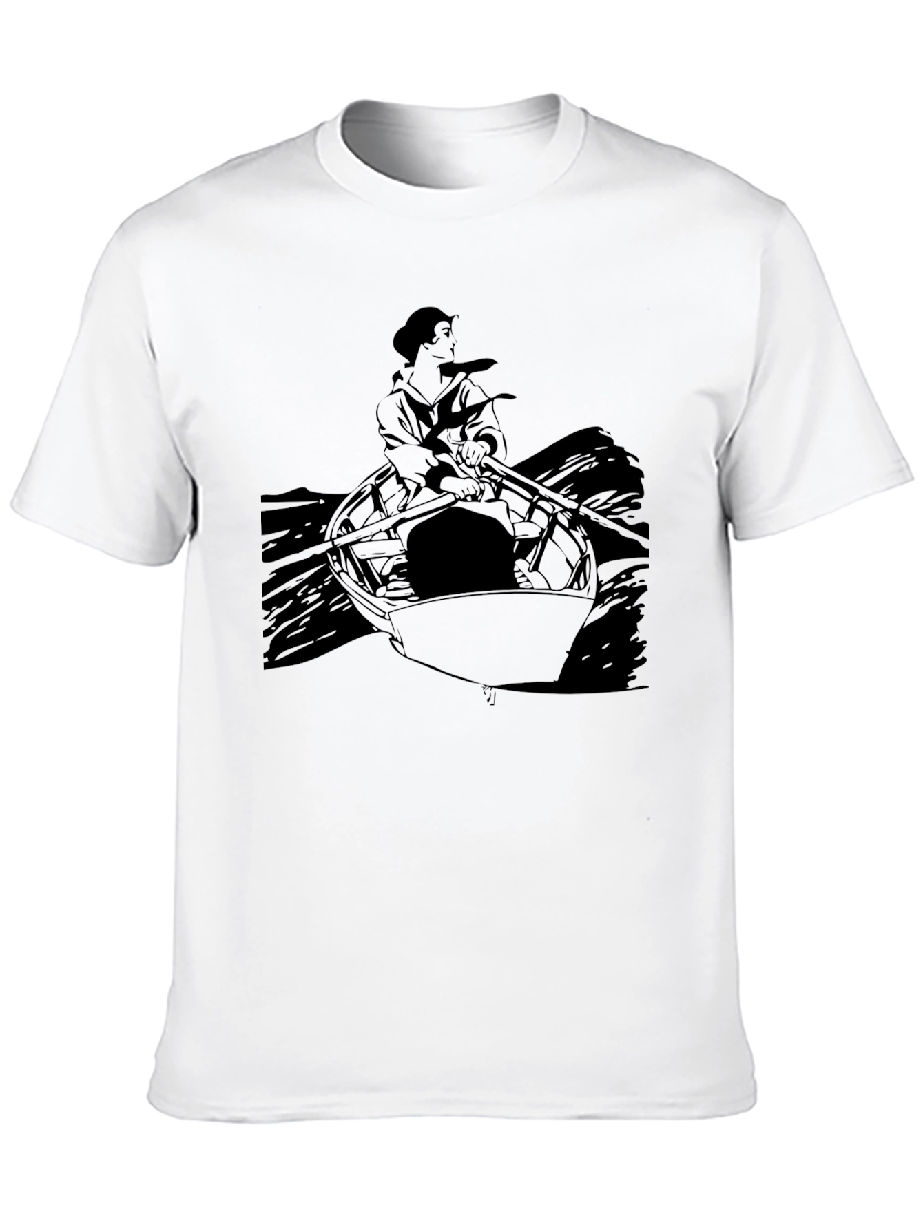 Rowing Boat Graphic Tee - Solid Black Shirt