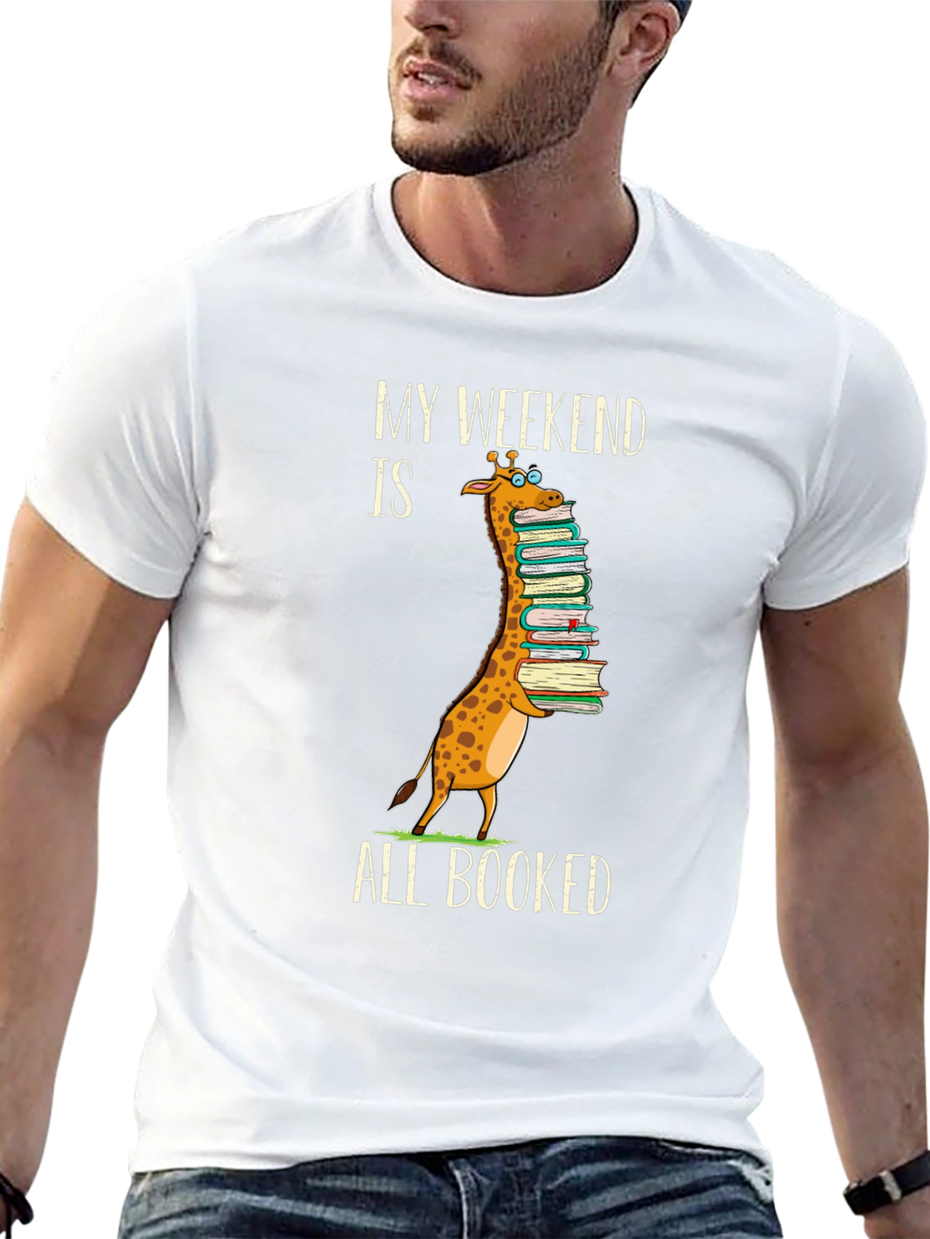 Funny Giraffe Book Lover T-Shirt