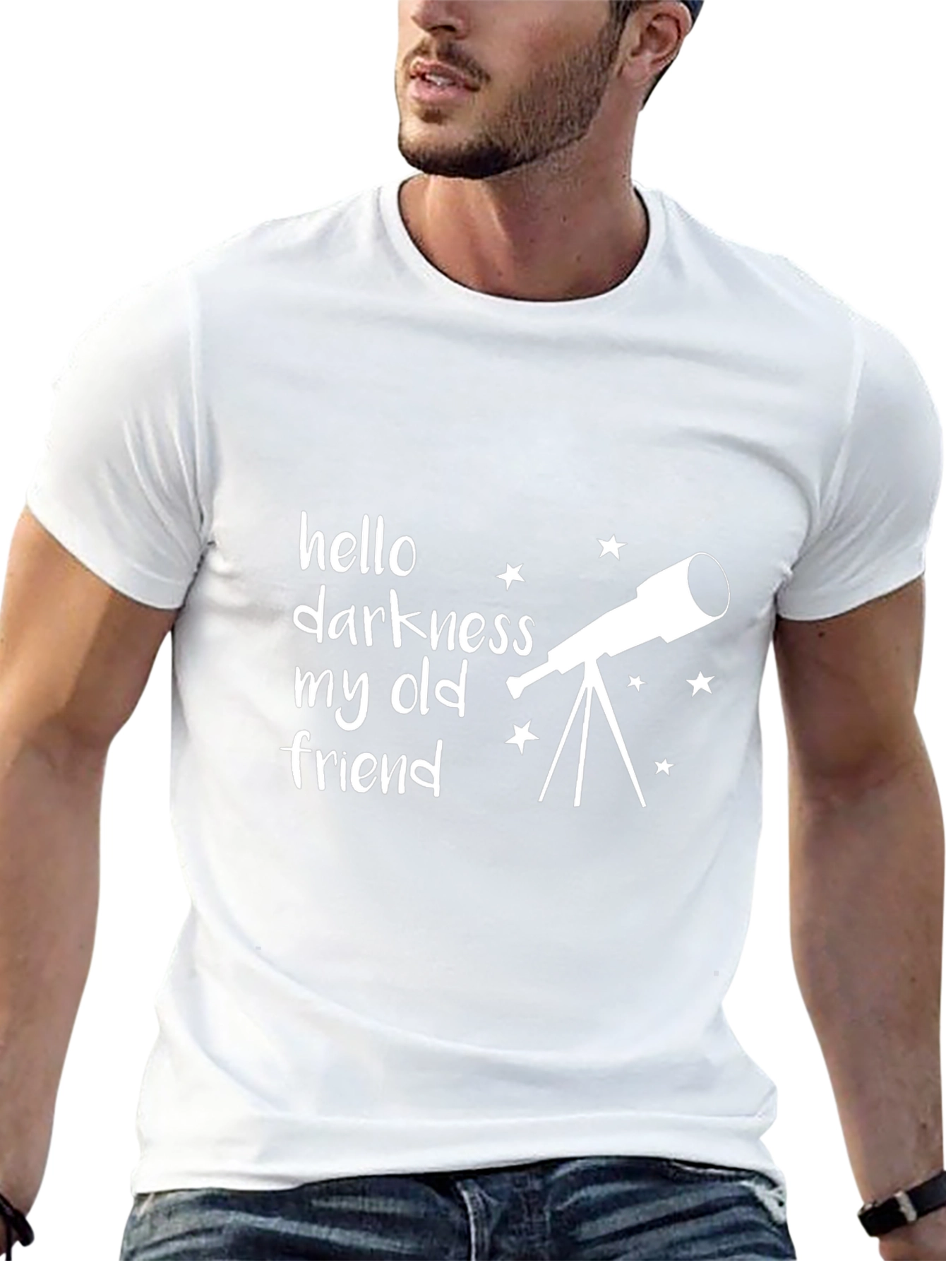 Hello Darkness My Old Friend Telescope Black T-Shirt
