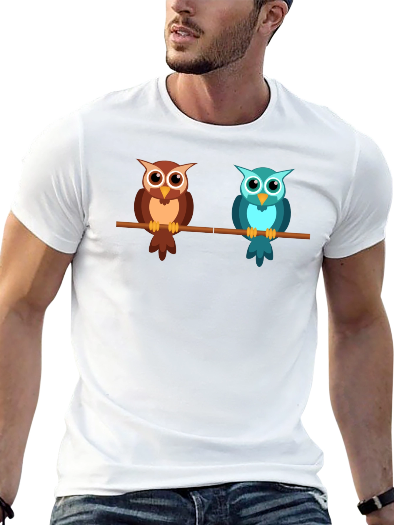 Cute Owls on a Branch Graphic T-Shirt