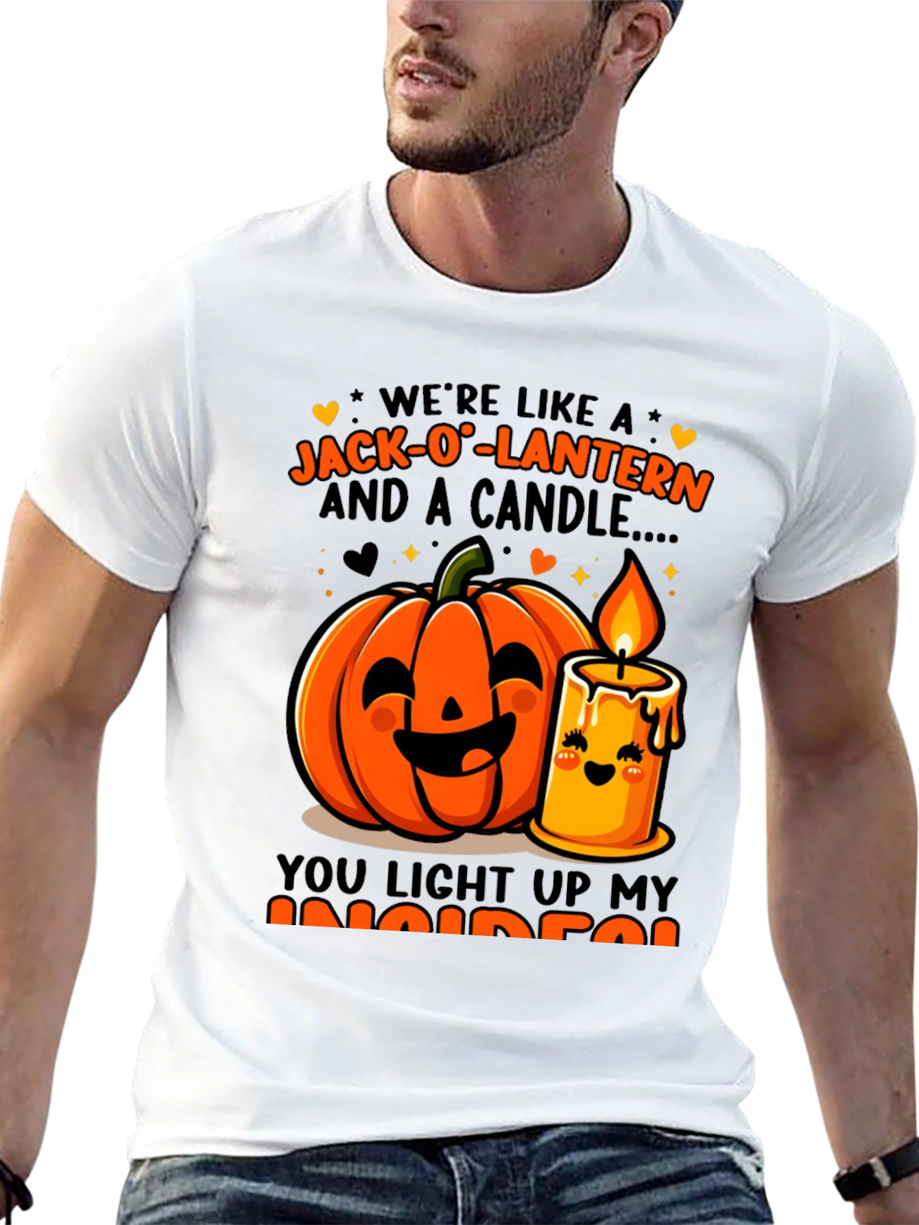 Jack-O-Lantern & Candle Halloween Graphic T-Shirt