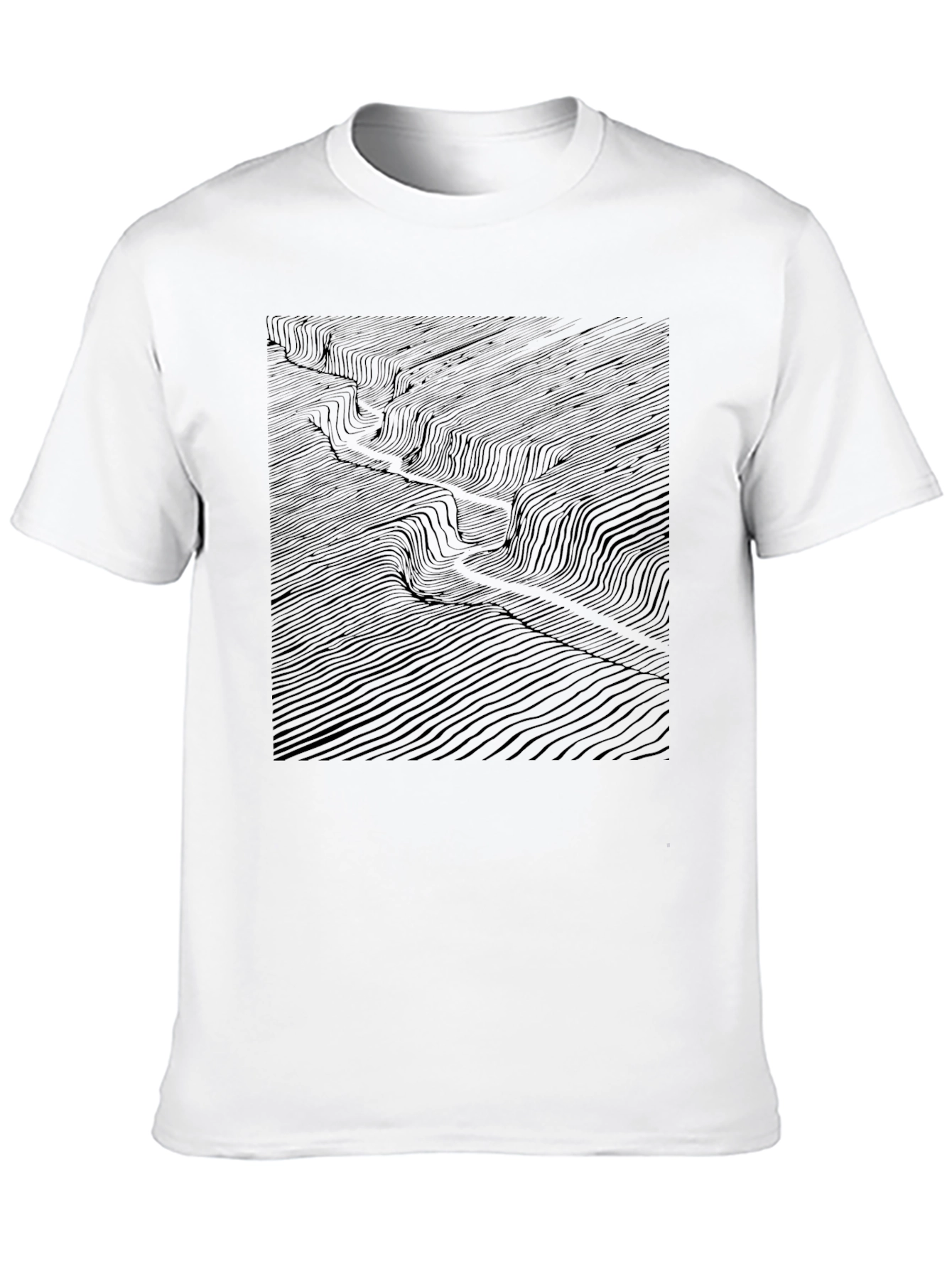Abstract Topographic Lines T-Shirt - Black