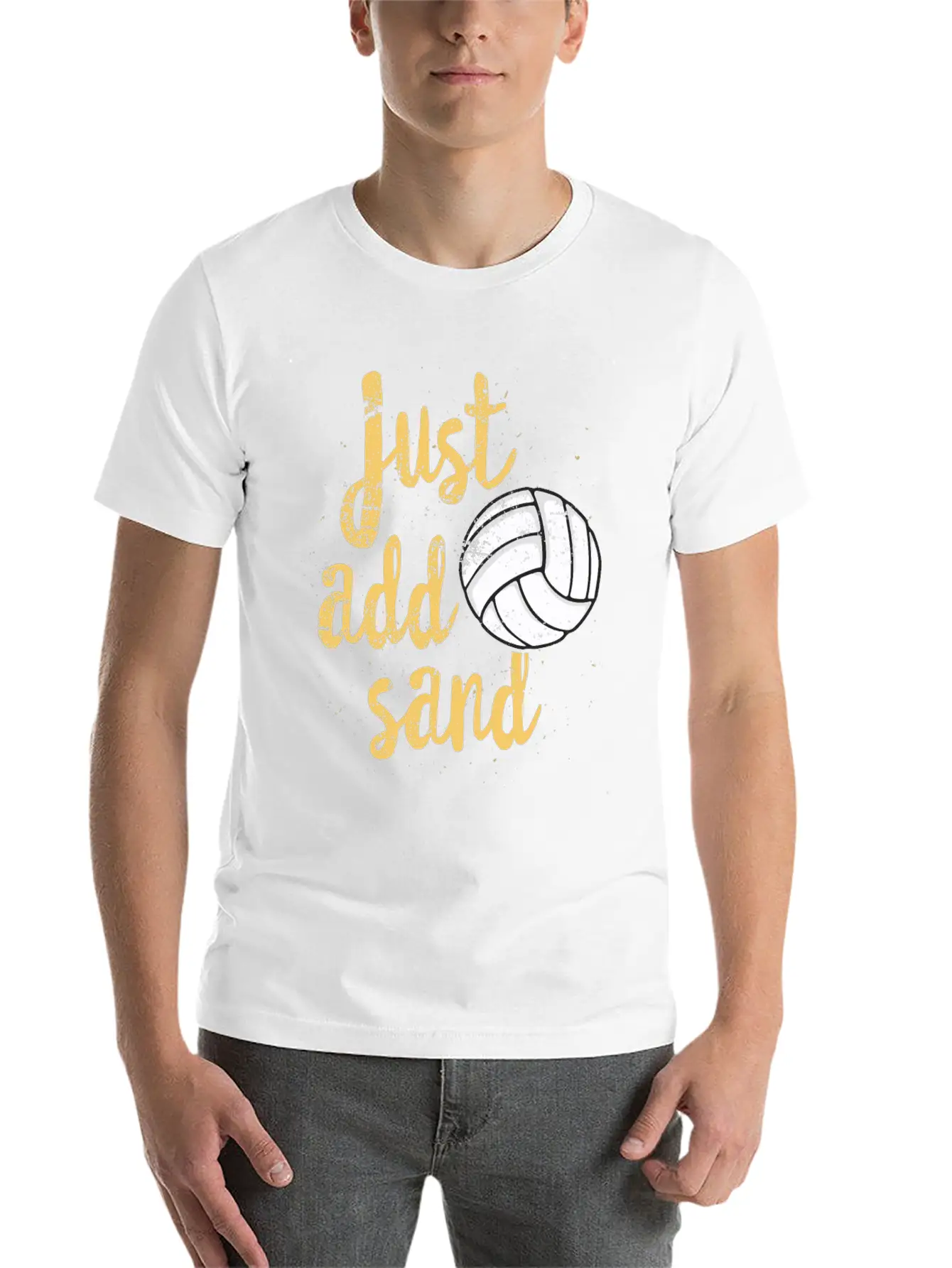 Just Add Sand Funny Volleyball T Shirt Unisex Casual T-Shirt – Clean Design For Daily Comfort