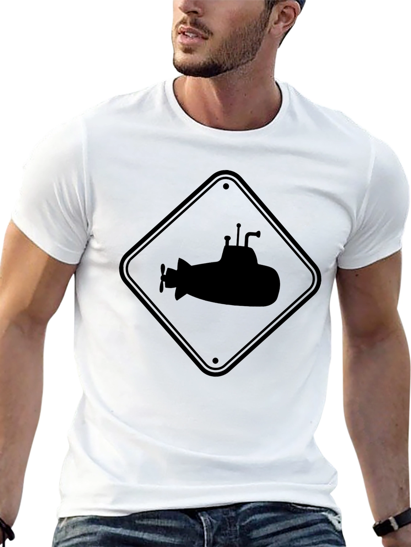 Submarine Crossing Sign Black T-Shirt