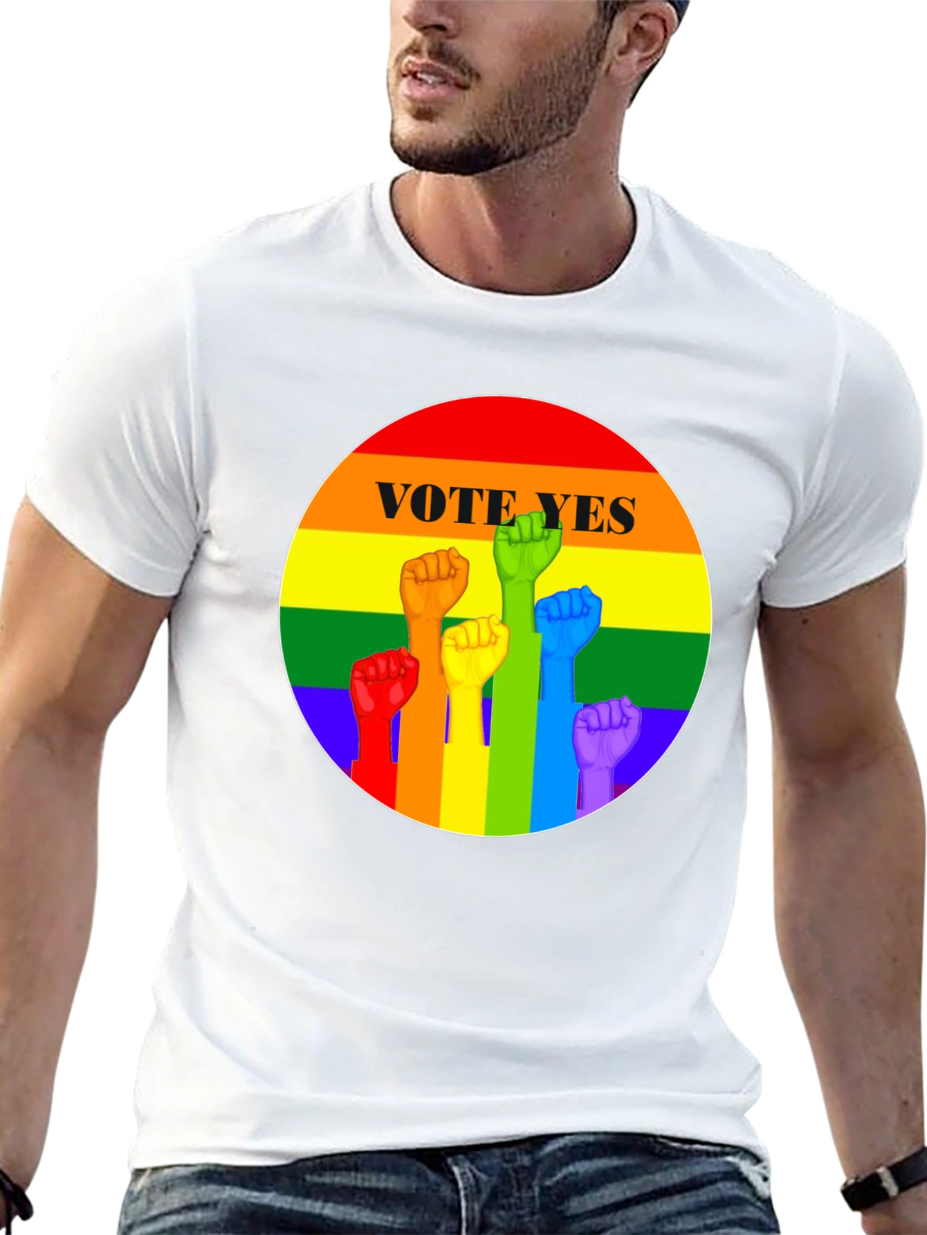 Vote Yes Rainbow Pride Fist T-Shirt