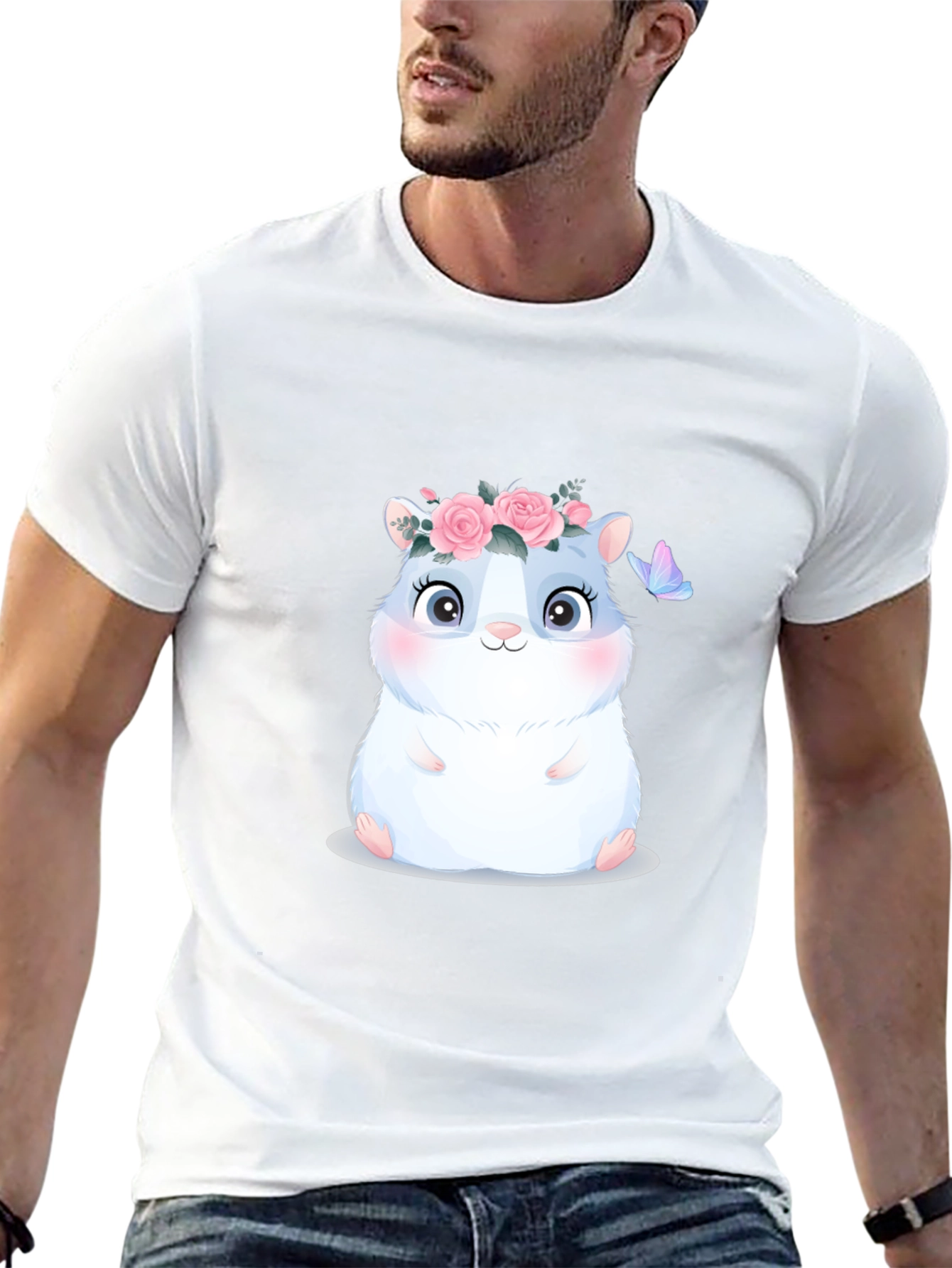 Cute Hamster in Flower Crown T-Shirt