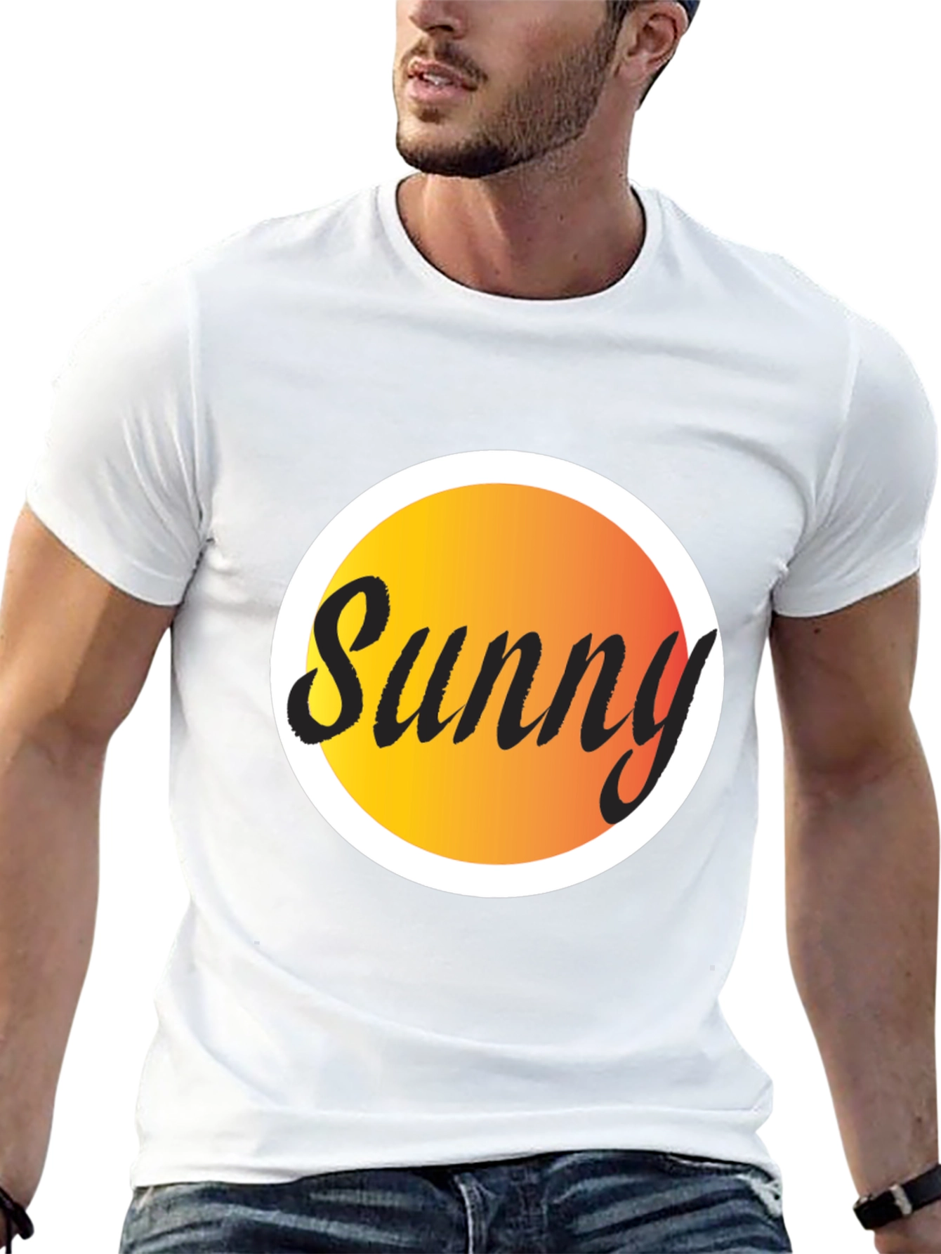 Sunny Graphic Tee - Black Cotton Blend T-Shirt