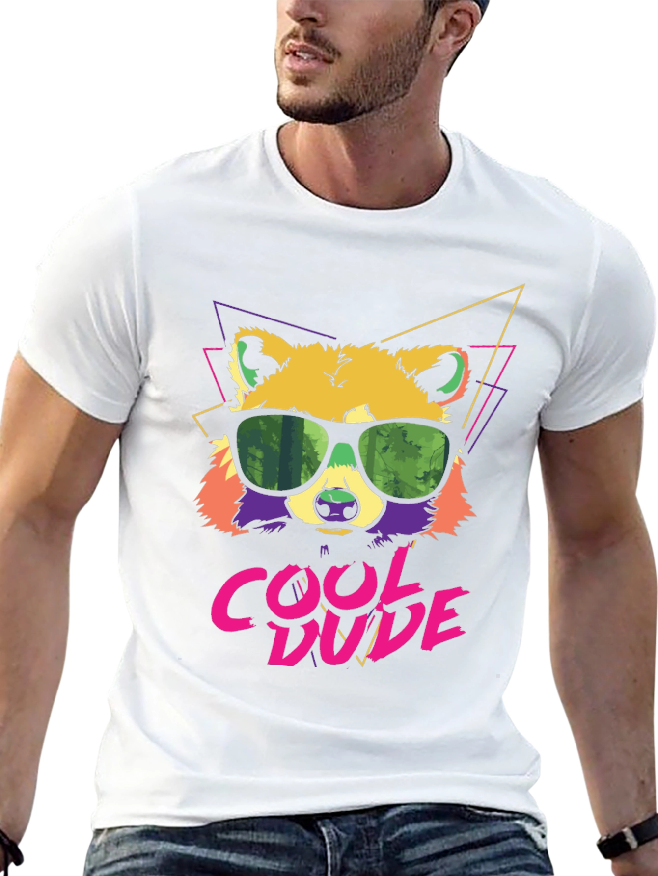 Cool Dude Raccoon Graphic Tee - Black