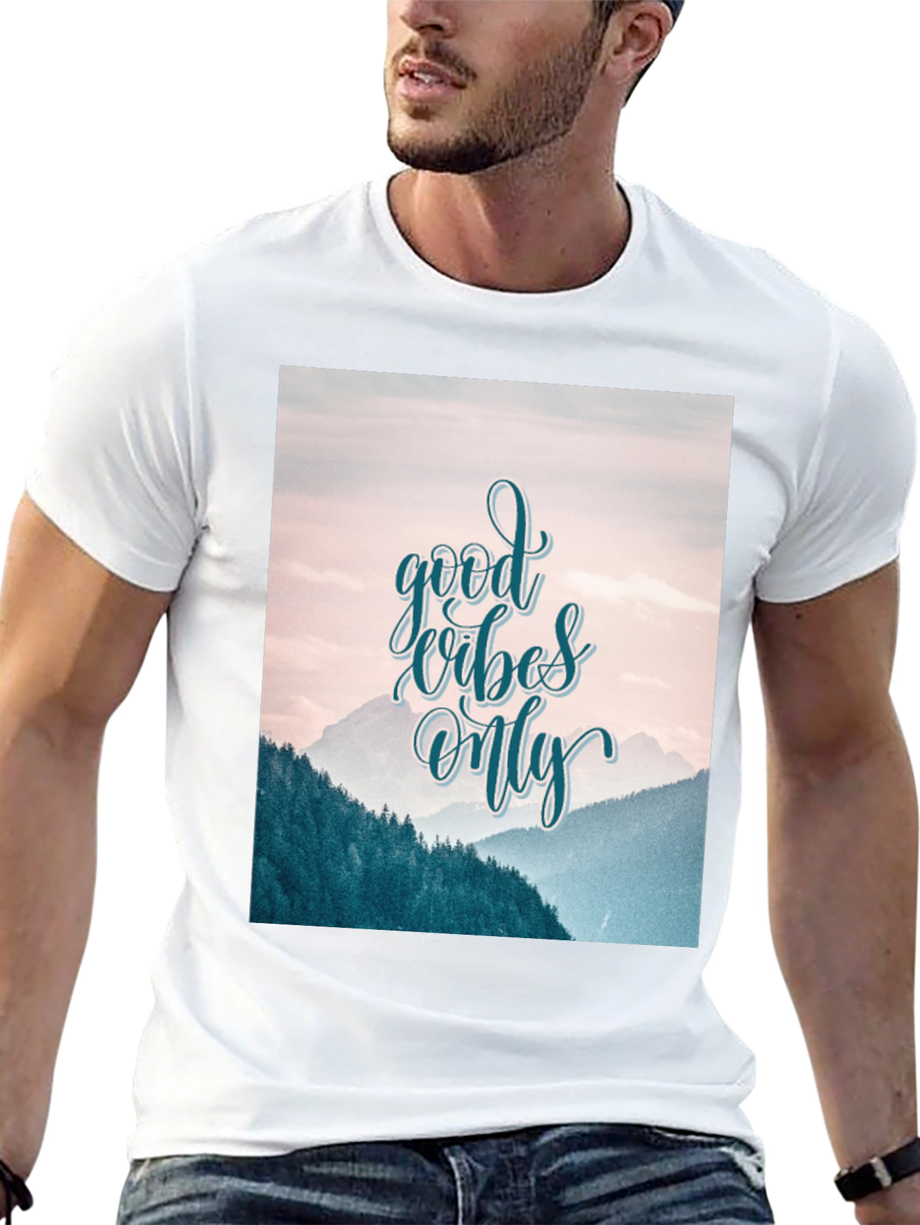 Good Vibes Only Graphic Tee - Mountain Scene