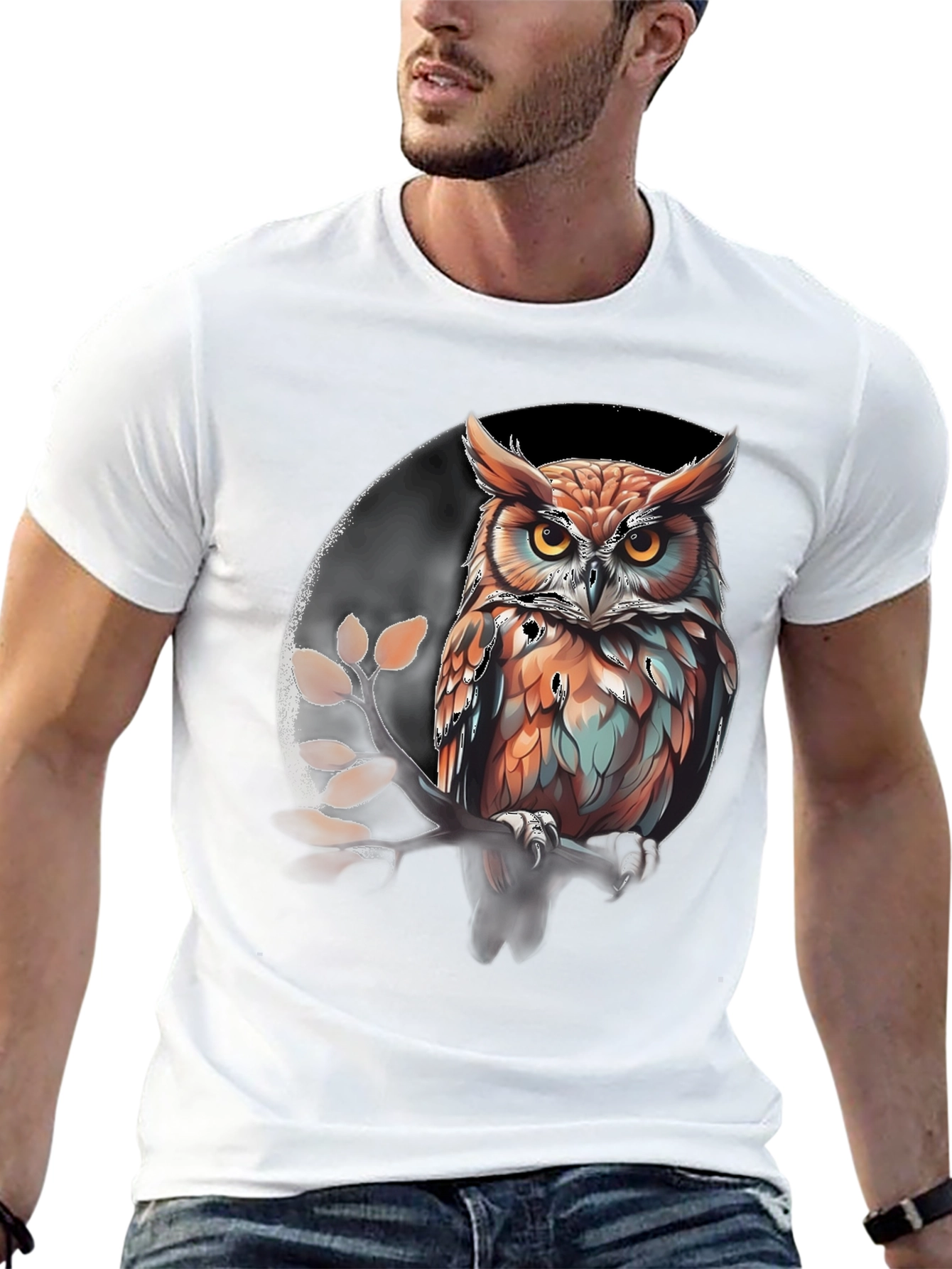 Owl Graphic Print Tee - Stylish Mens T-Shirt