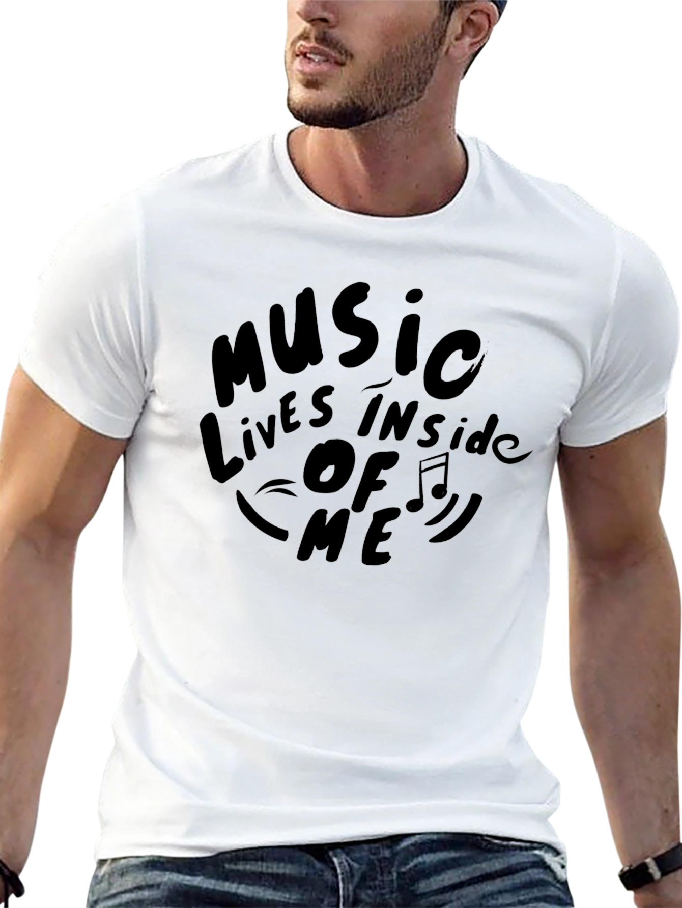 Music Lives Inside Me Black Graphic Tee