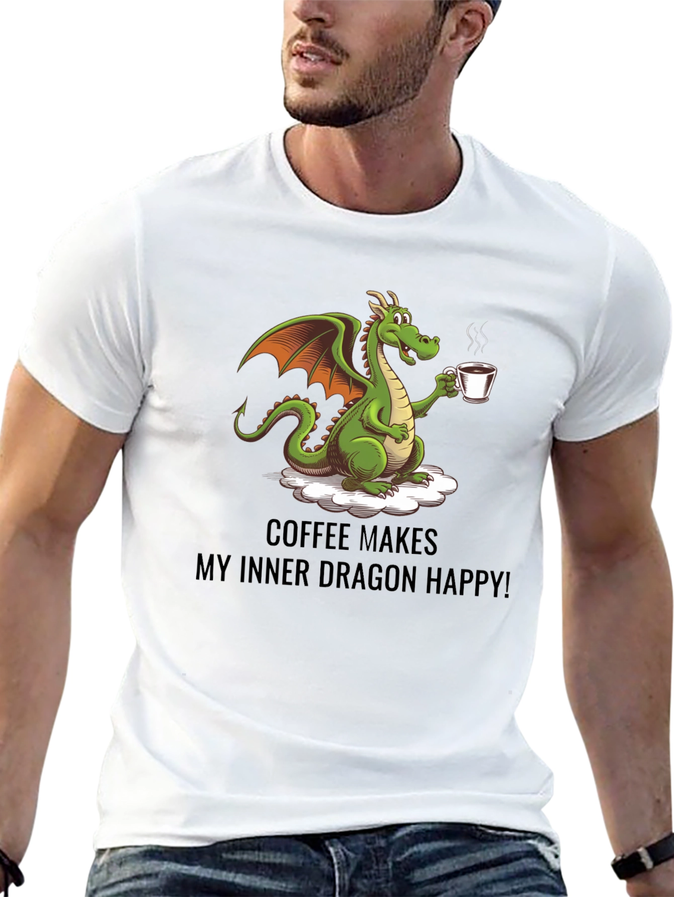 Coffee Dragon Graphic Tee - Makes Me Happy!