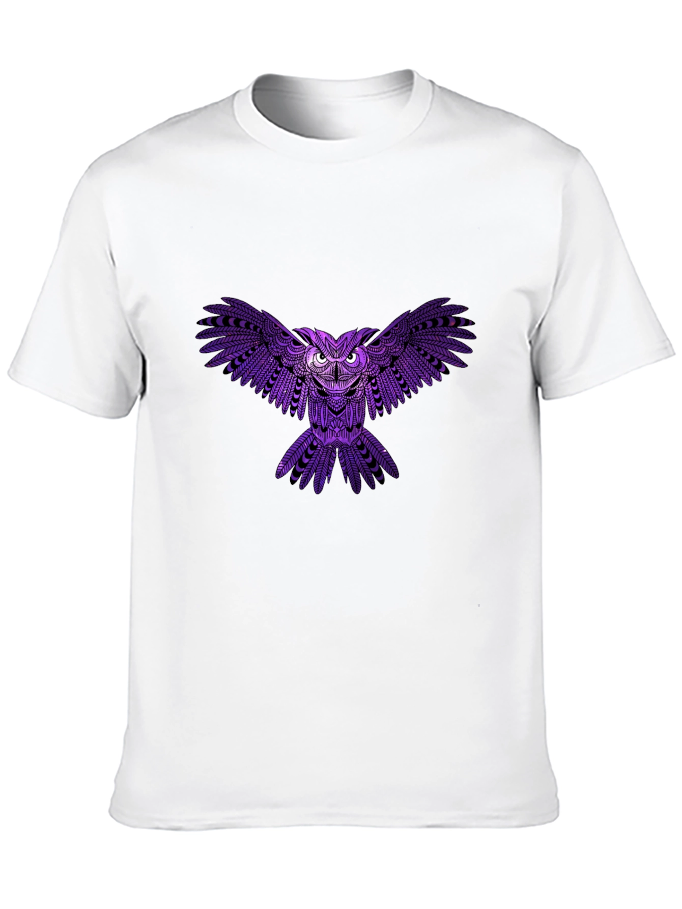 Mens Black T-Shirt with Purple Owl Design