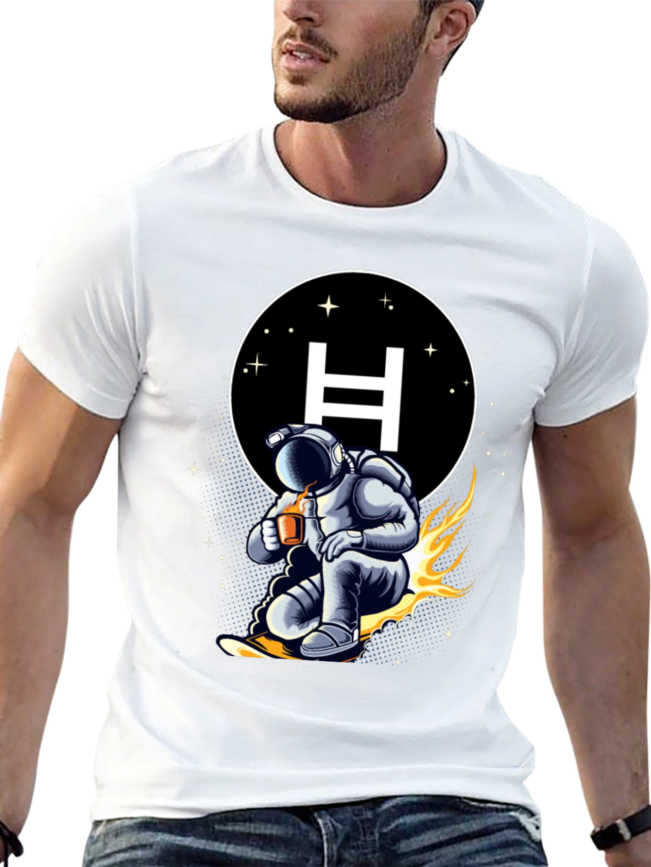 Astronaut Coffee Surf T-Shirt - Space Adventure Tee